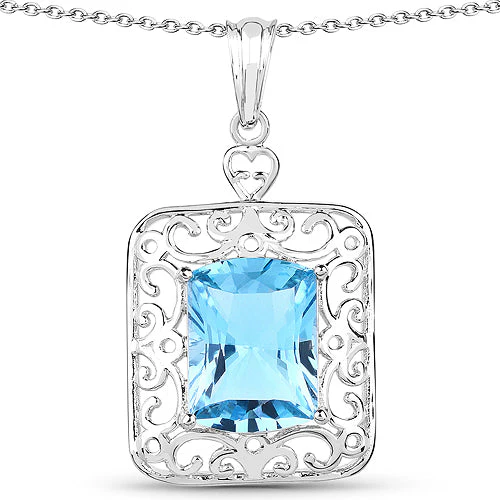 10.63 Carat Genuine Swiss Blue Topaz .925 Sterling Silver Pendant - Image 3