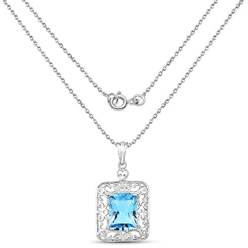 10.63 Carat Genuine Swiss Blue Topaz .925 Sterling Silver Pendant - Image 4
