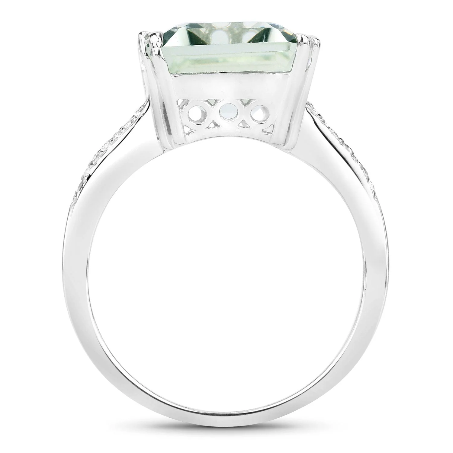 10.64 Carat Genuine Green Amethyst and White Topaz .925 Sterling Silver Ring - Image 2