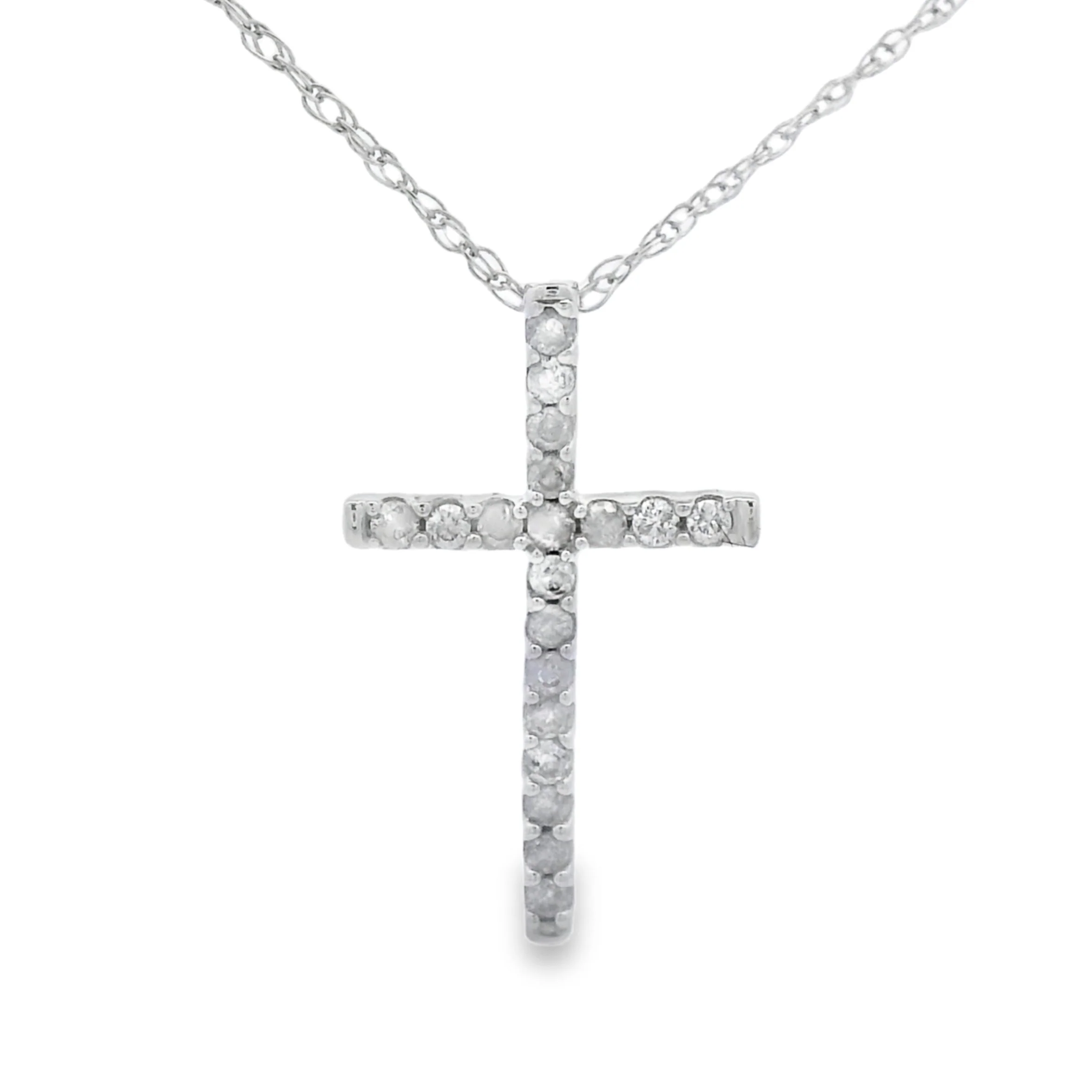 .10ct Diamond Cross Religious Pendant 14KT White Gold
