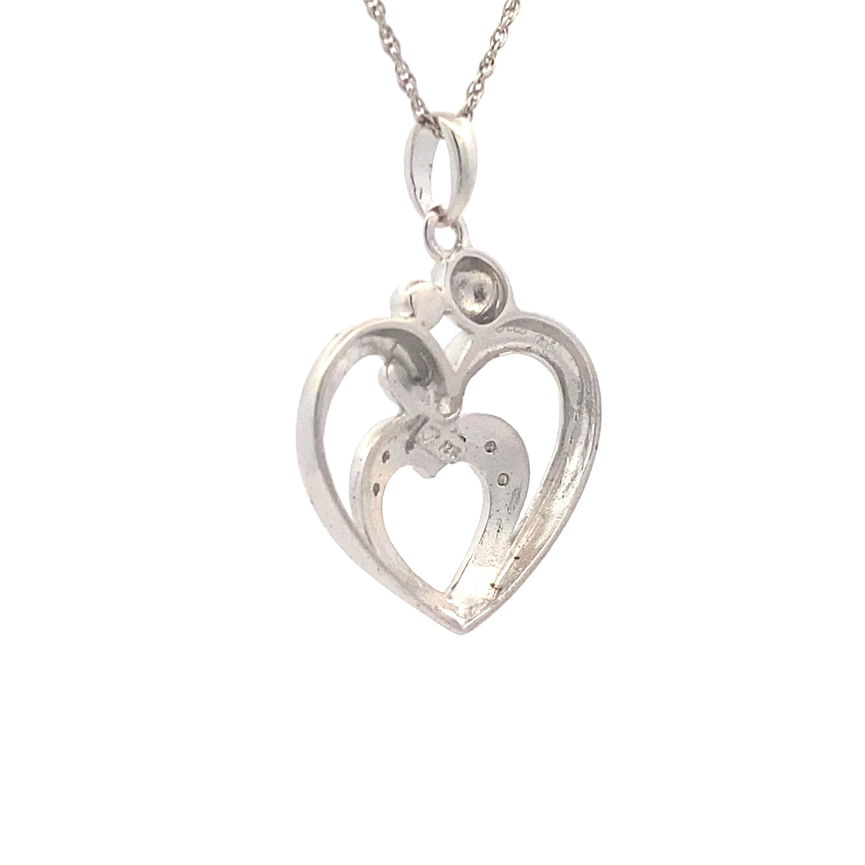.10ct Diamond Heart Love Pendant Sterling Silver - Image 2