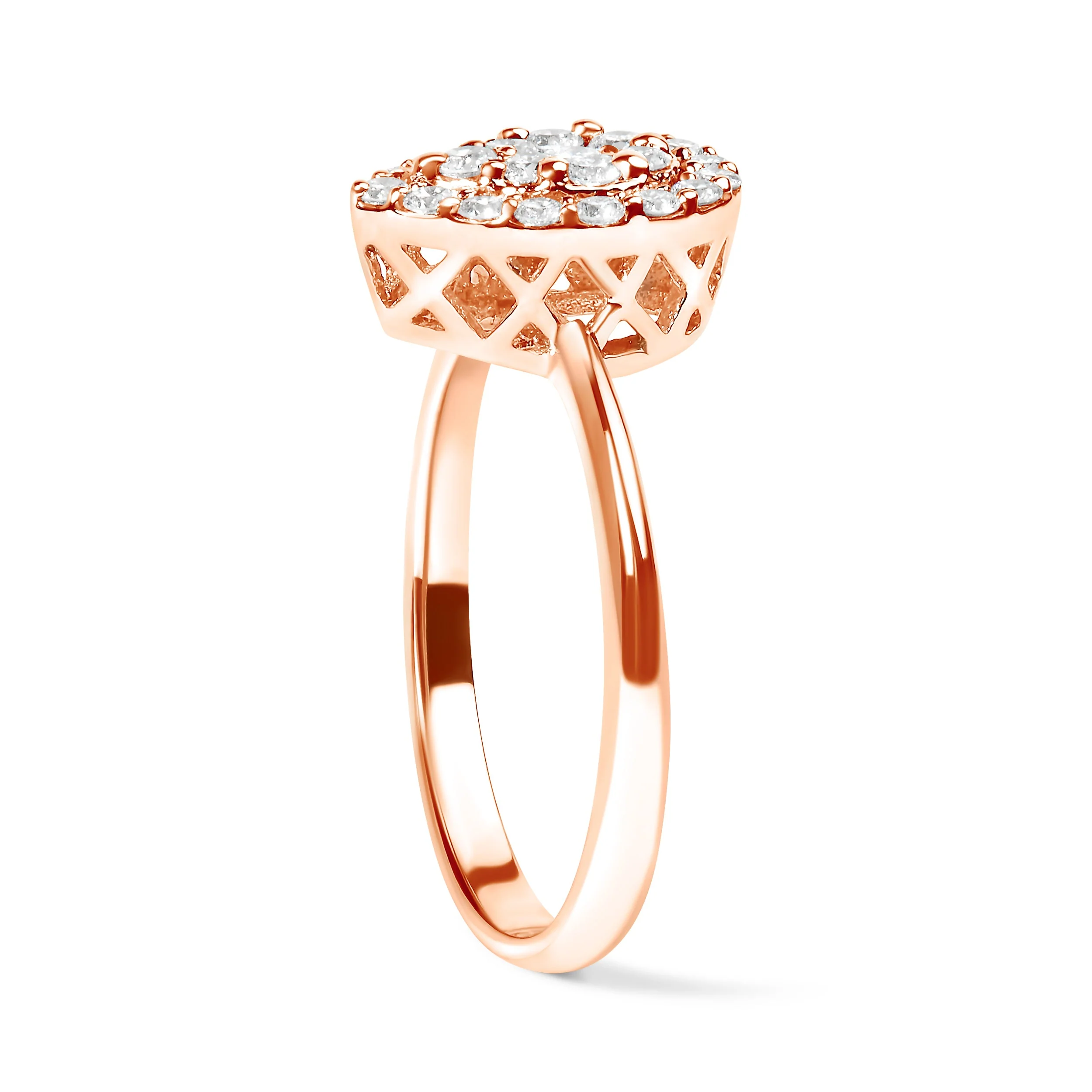 10K Rose Gold 3/8 Cttw Round-Cut Diamond Pear Promise Ring (I-J Color, I2-I3 Clarity) - Size 7 - Image 4