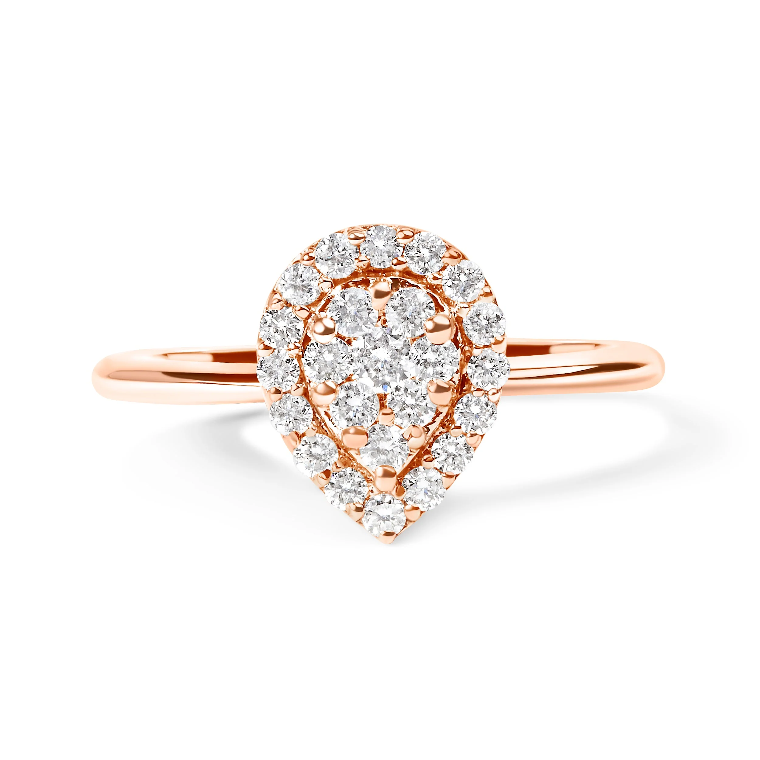 10K Rose Gold 3/8 Cttw Round-Cut Diamond Pear Promise Ring (I-J Color, I2-I3 Clarity) - Size 7 - Image 6