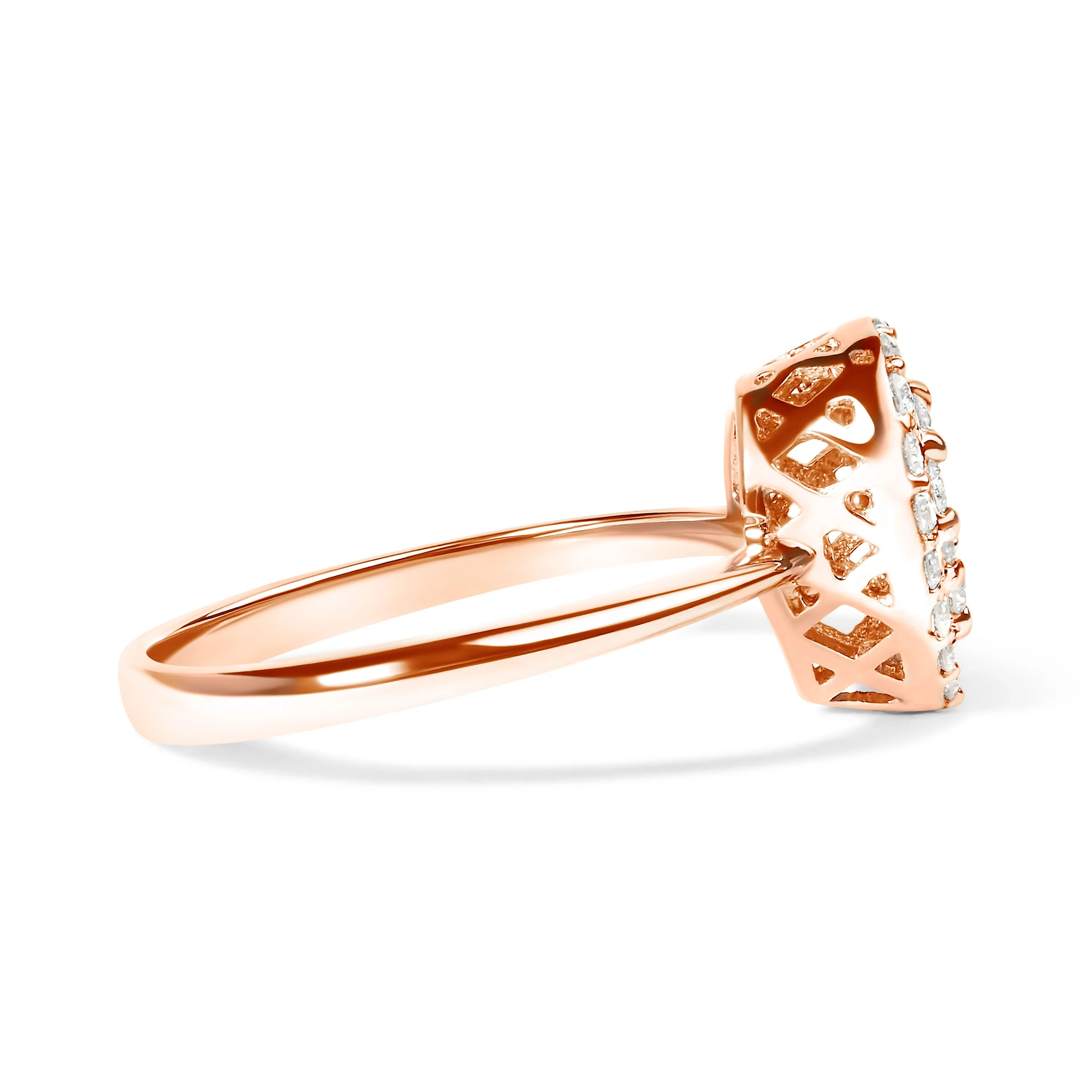 10K Rose Gold 3/8 Cttw Round-Cut Diamond Pear Promise Ring (I-J Color, I2-I3 Clarity) - Size 7 - Image 7