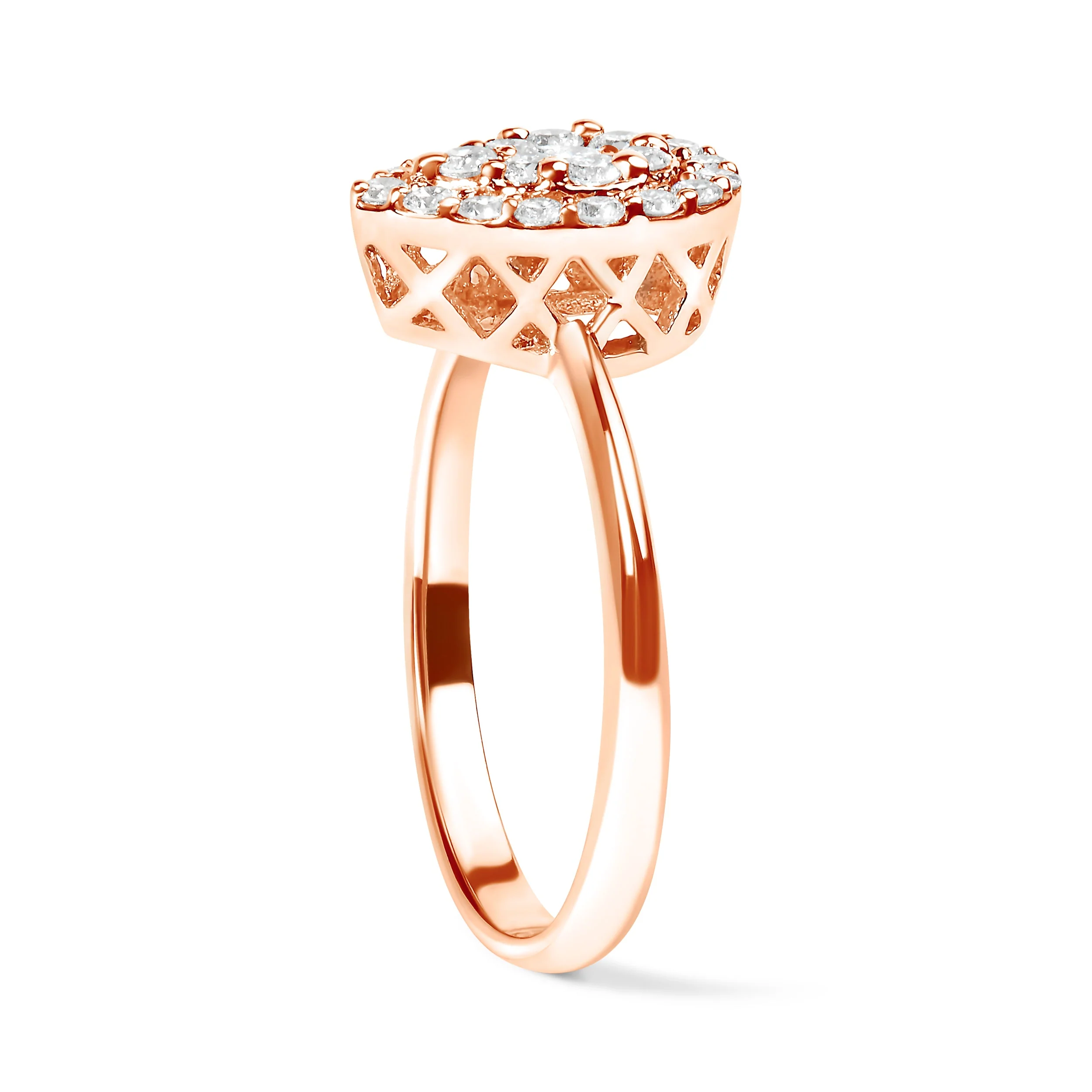 10K Rose Gold 3/8 Cttw Round-Cut Diamond Pear Promise Ring (I-J Color, I2-I3 Clarity) - Size 7 - Image 9