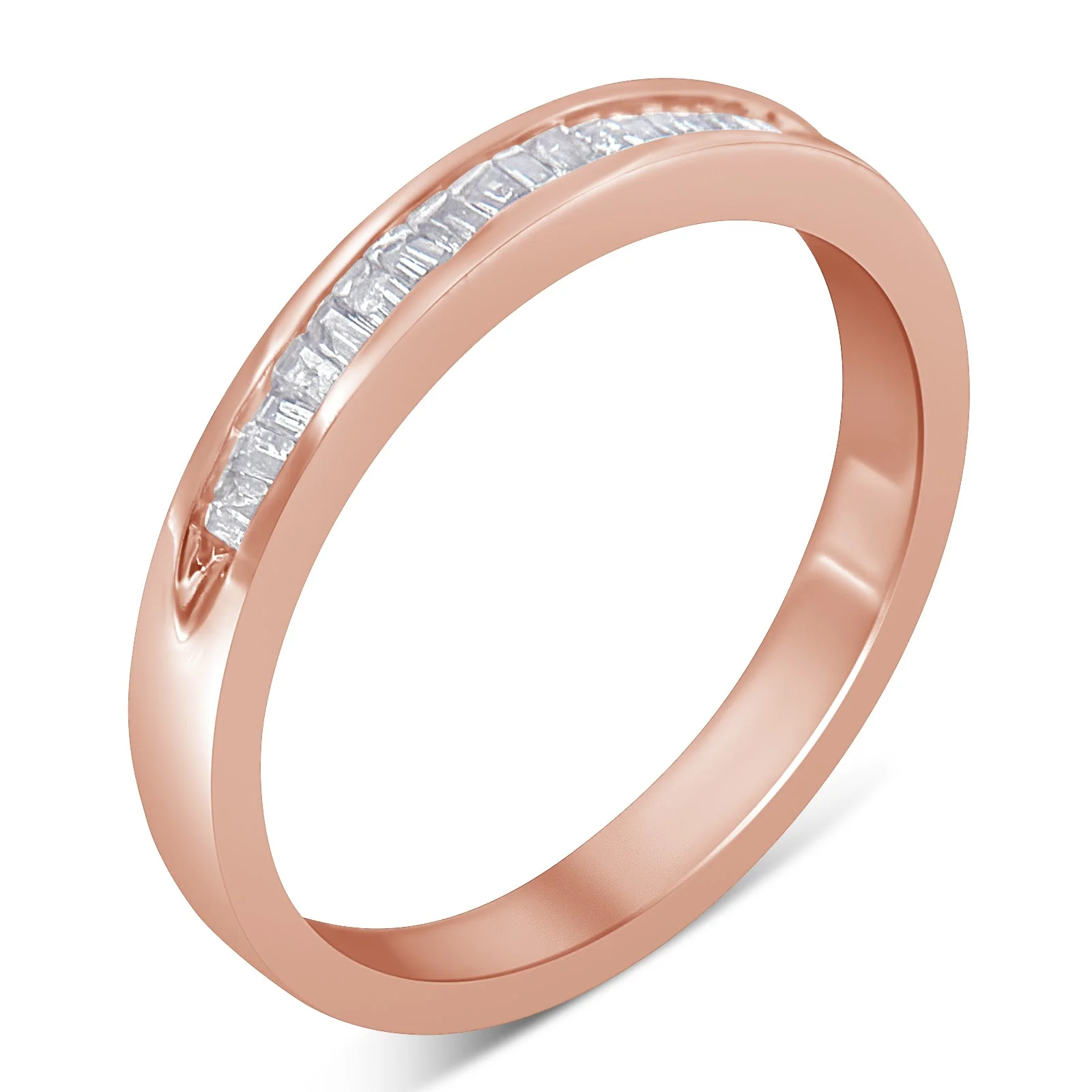 10K Rose Gold over .925 Sterling Silver 1/5 Cttw Diamond Channel-Set Stackable Band Ring (H-I Color, I1-I2 Clarity) - Size 6 3/4 - Image 4