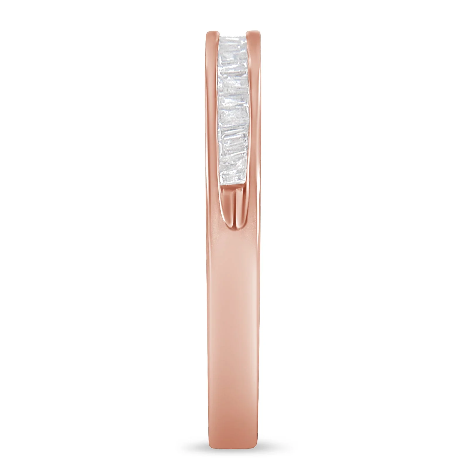 10K Rose Gold over .925 Sterling Silver 1/5 Cttw Diamond Channel-Set Stackable Band Ring (H-I Color, I1-I2 Clarity) - Size 6 3/4 - Image 5