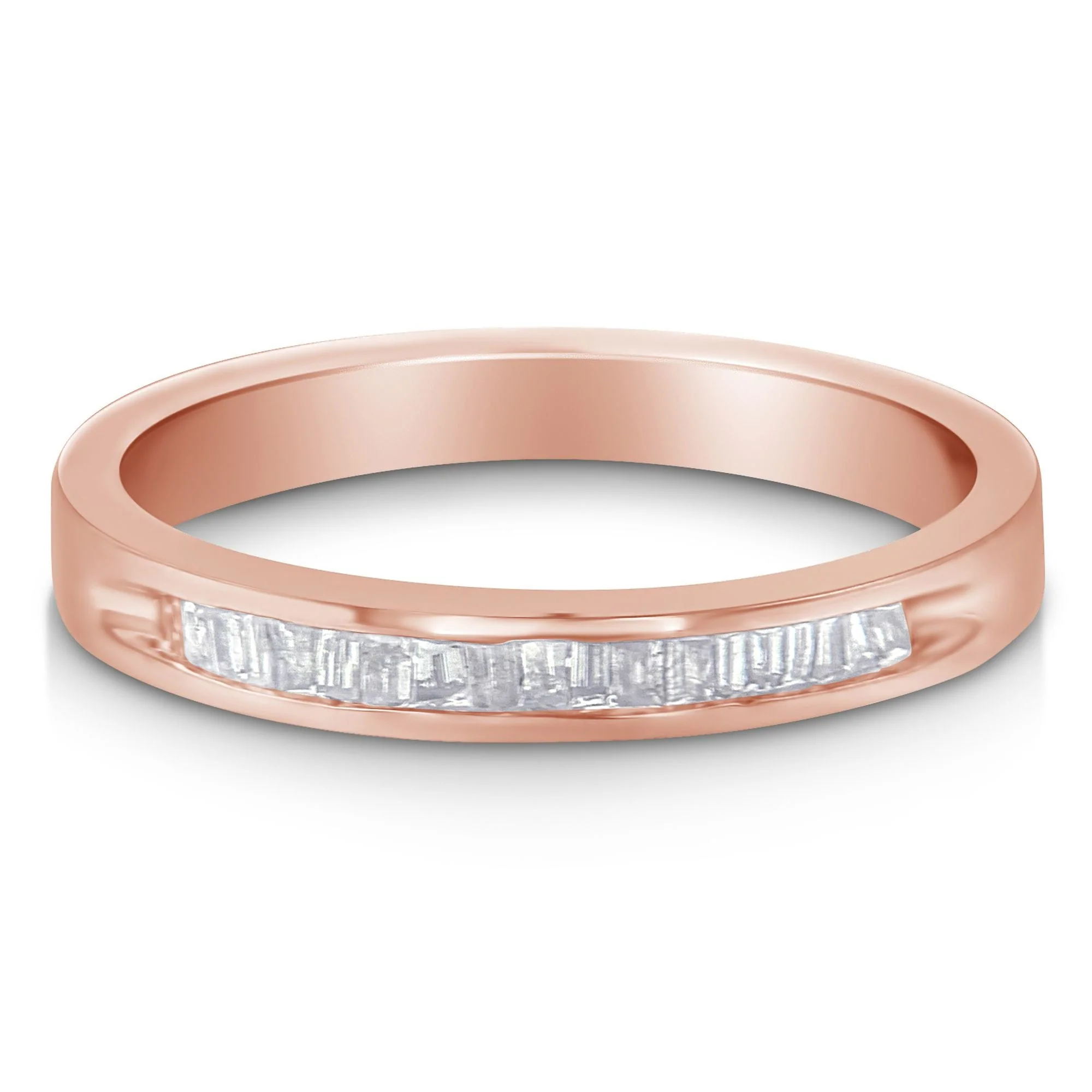 10K Rose Gold over .925 Sterling Silver 1/5 Cttw Diamond Channel-Set Stackable Band Ring (H-I Color, I1-I2 Clarity) - Size 6 3/4 - Image 6