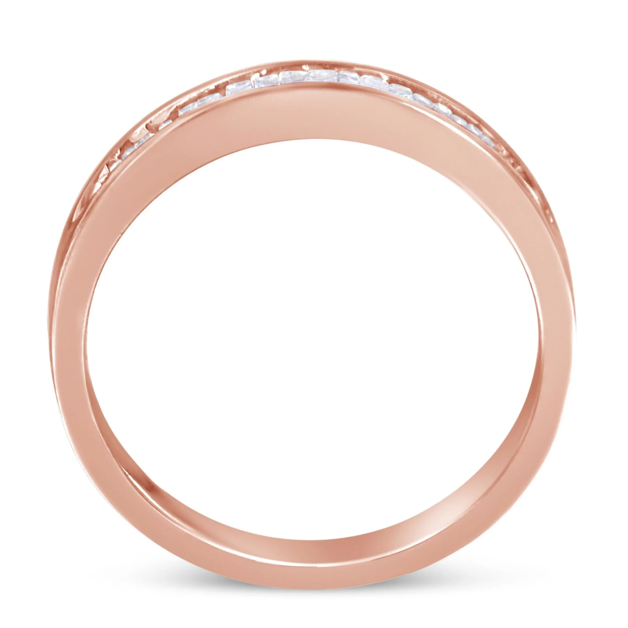 10K Rose Gold over .925 Sterling Silver 1/5 Cttw Diamond Channel-Set Stackable Band Ring (H-I Color, I1-I2 Clarity) - Size 6 3/4 - Image 7