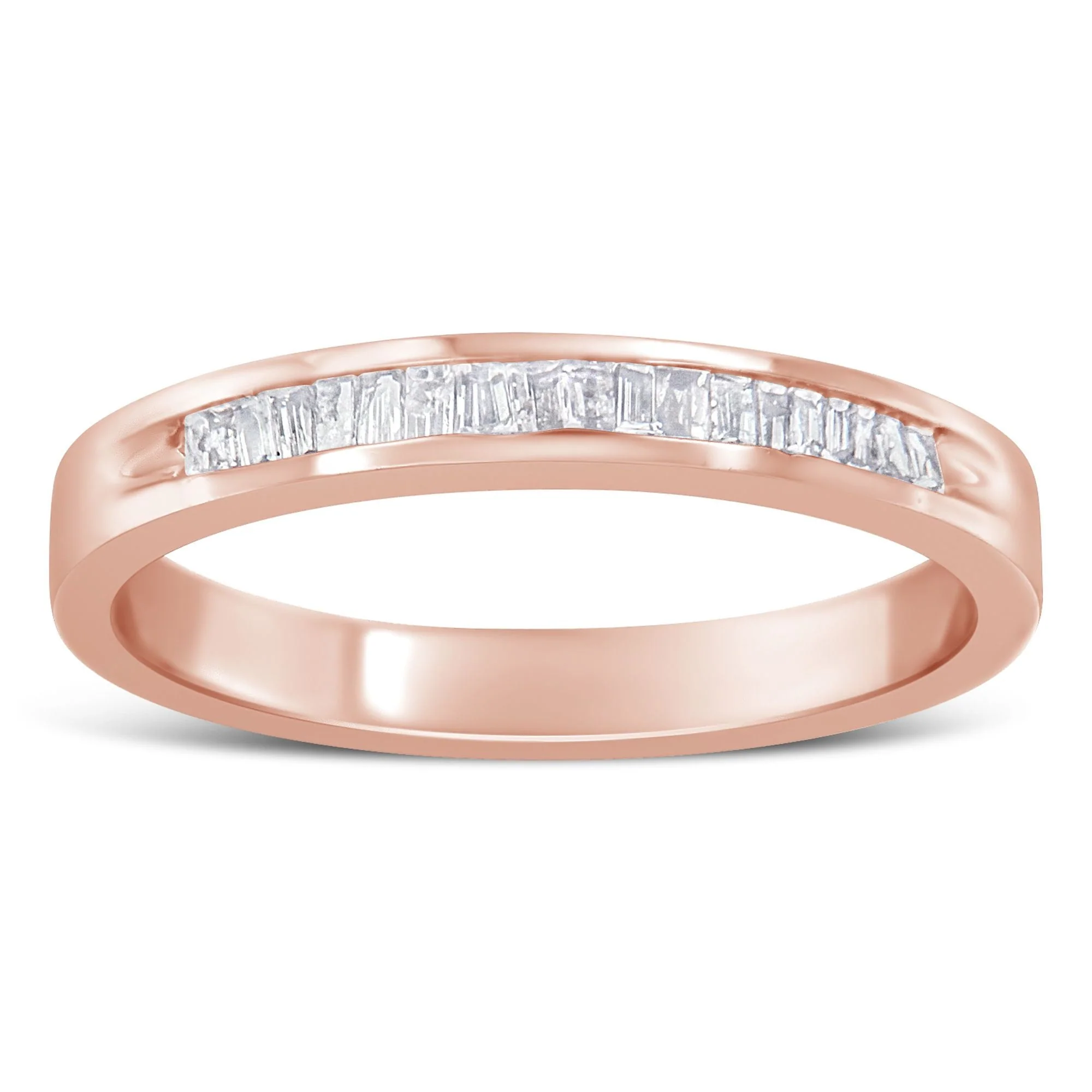 10K Rose Gold over .925 Sterling Silver 1/5 Cttw Diamond Channel-Set Stackable Band Ring (H-I Color, I1-I2 Clarity) - Size 6 3/4 - Image 8