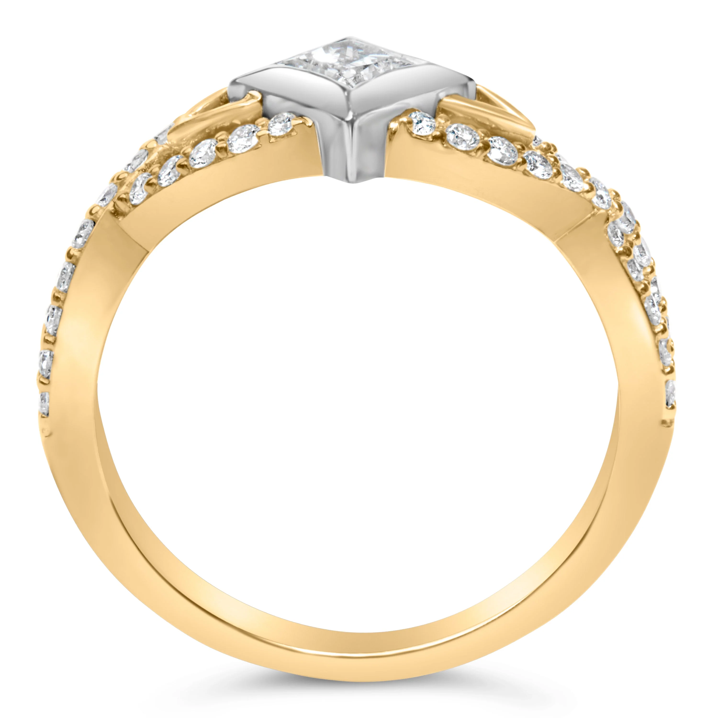 10K Two Tone Color 2/3 Cttw Diamond Kite and Twist Shank Ring (H-I Color,SI2-I1 Clarity) - Image 10