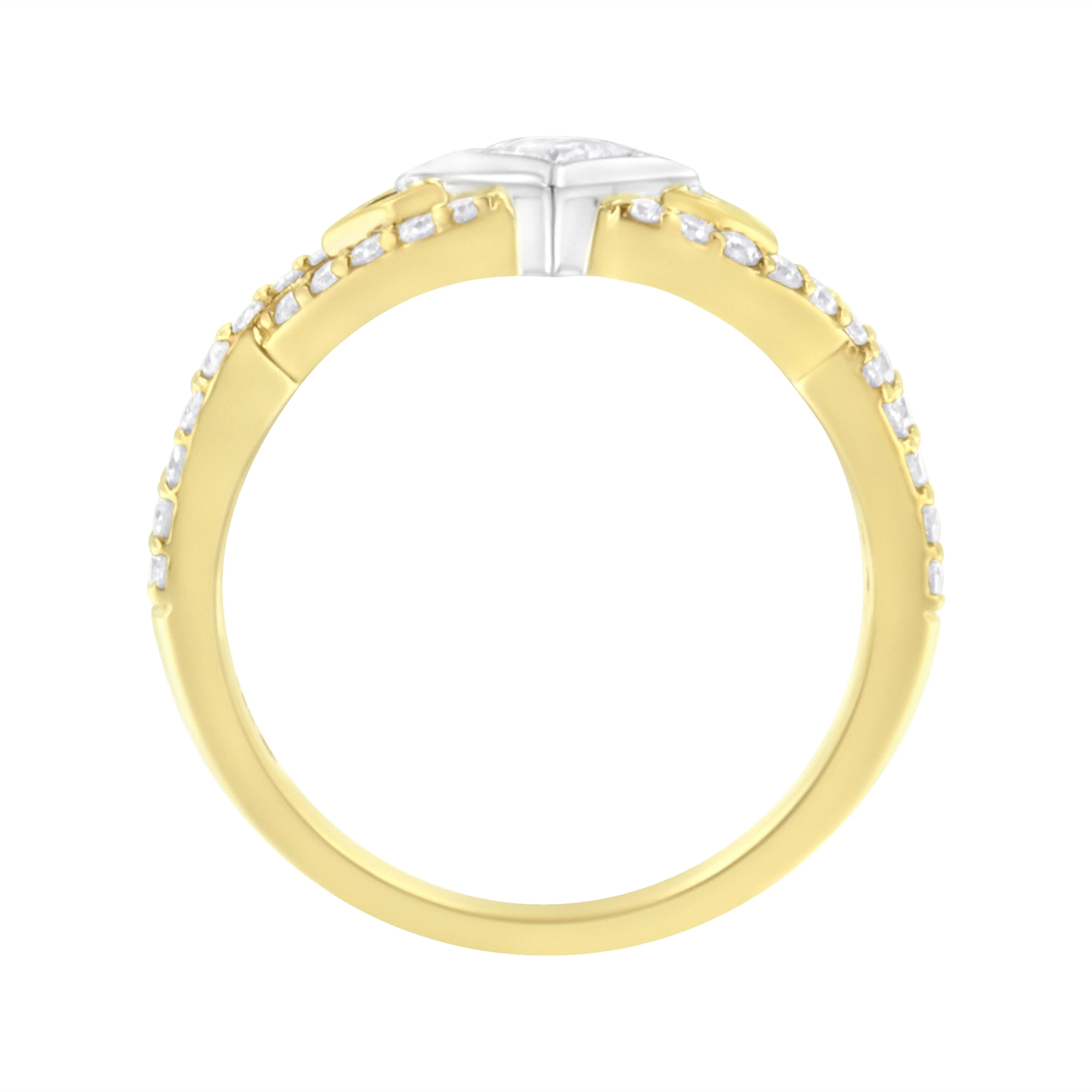 10K Two Tone Color 2/3 Cttw Diamond Kite and Twist Shank Ring (H-I Color,SI2-I1 Clarity) - Image 4