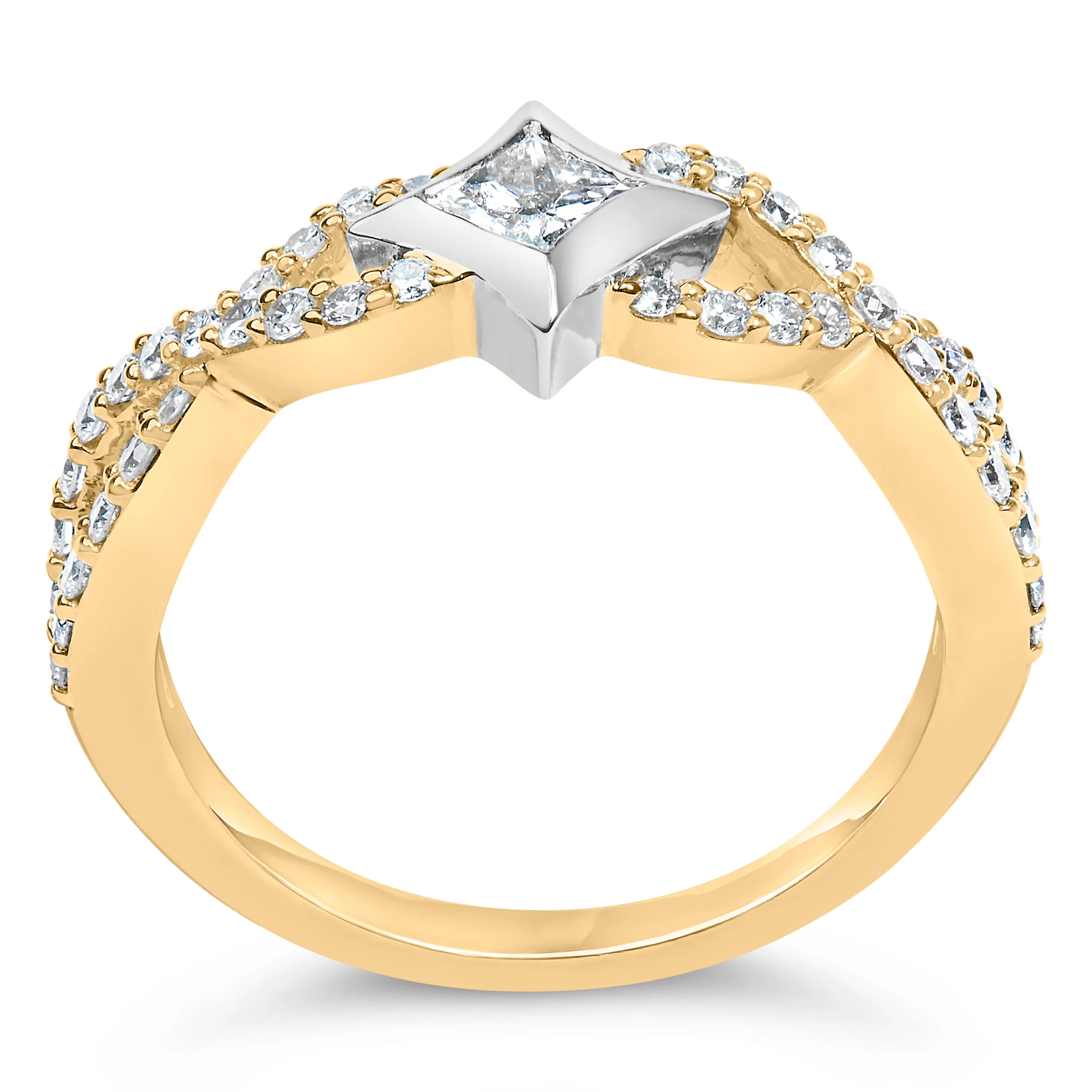10K Two Tone Color 5/8 Cttw Diamond Kite and Twist Shank Ring (H-I Color,SI2-I1 Clarity) - Image 10