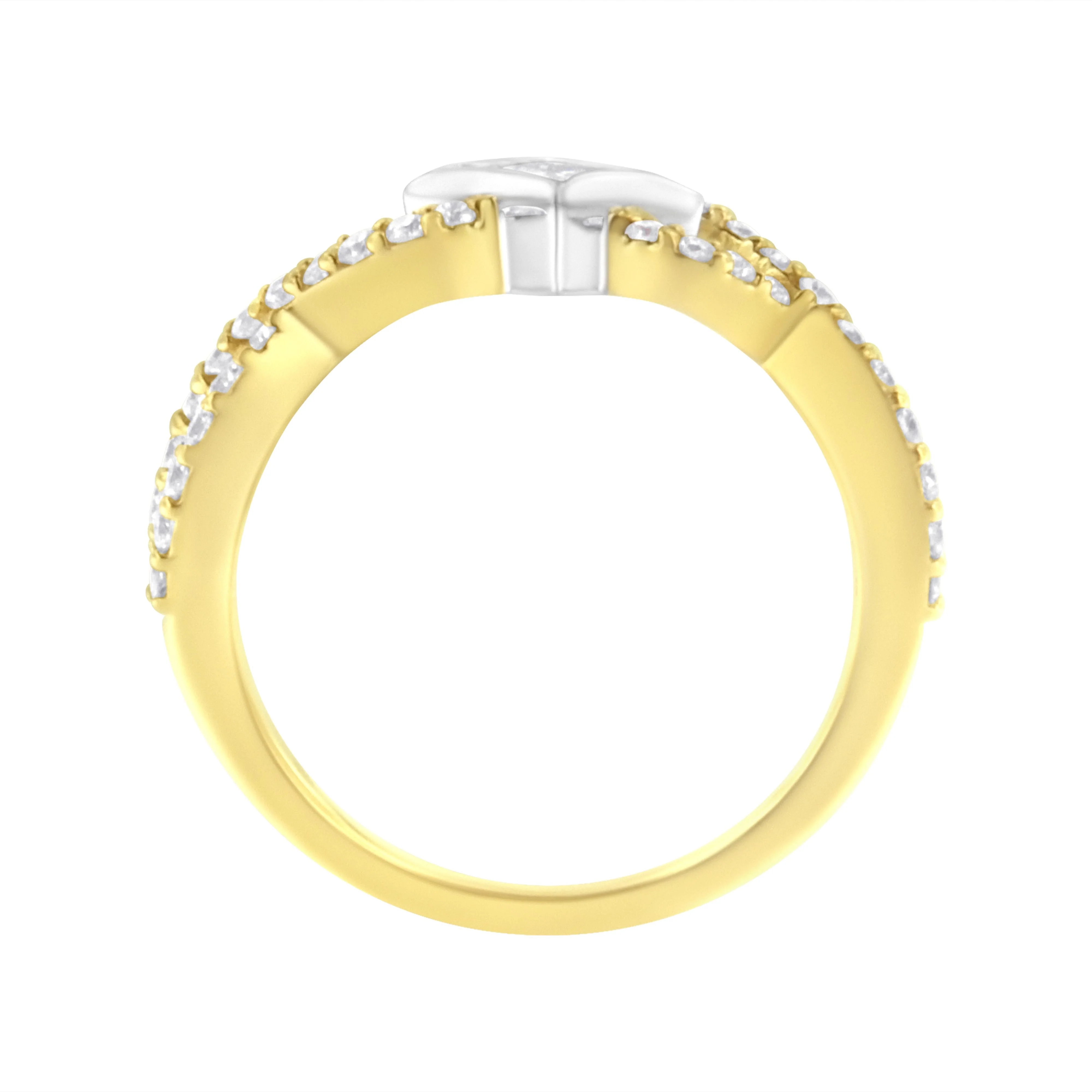 10K Two Tone Color 5/8 Cttw Diamond Kite and Twist Shank Ring (H-I Color,SI2-I1 Clarity) - Image 4