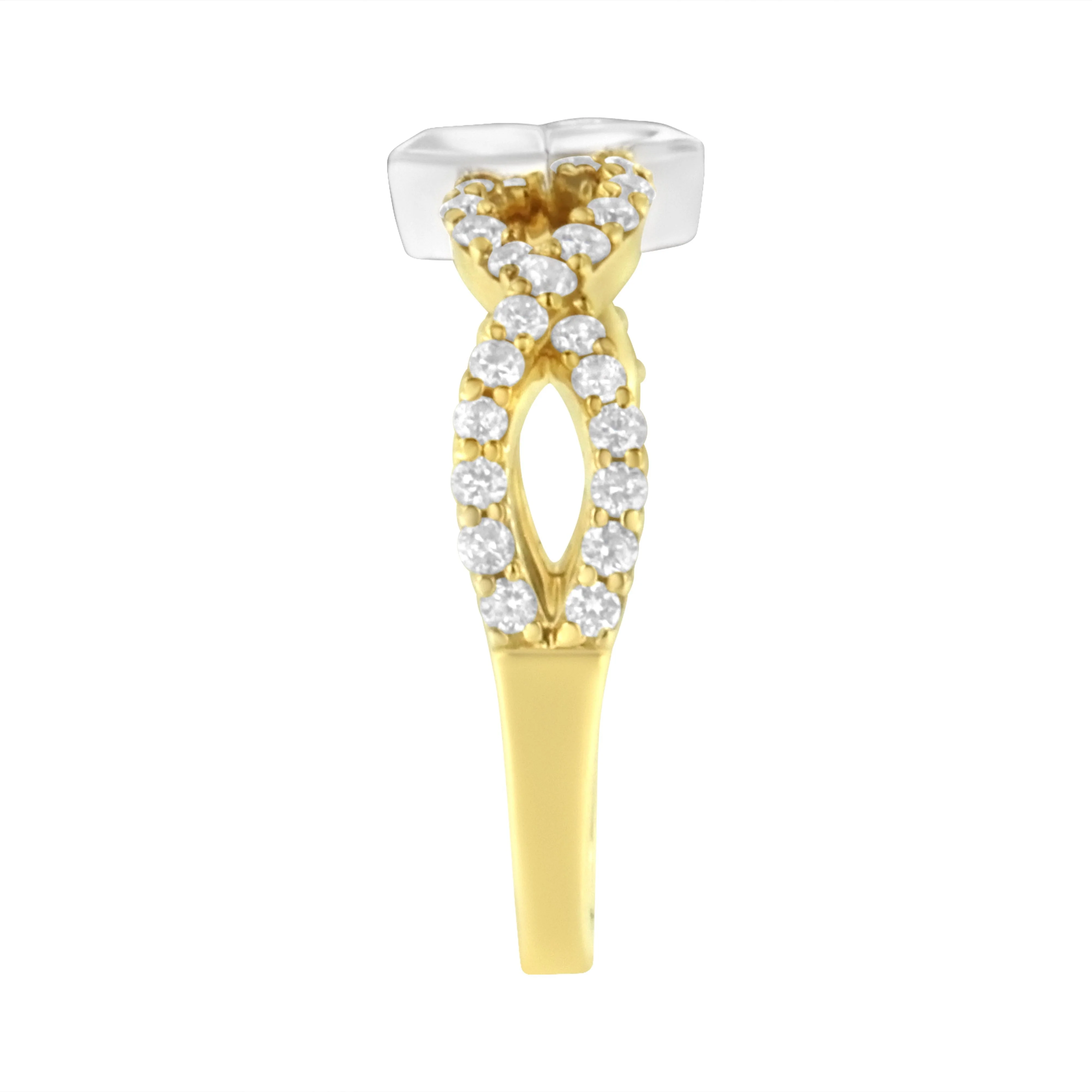 10K Two Tone Color 5/8 Cttw Diamond Kite and Twist Shank Ring (H-I Color,SI2-I1 Clarity) - Image 5