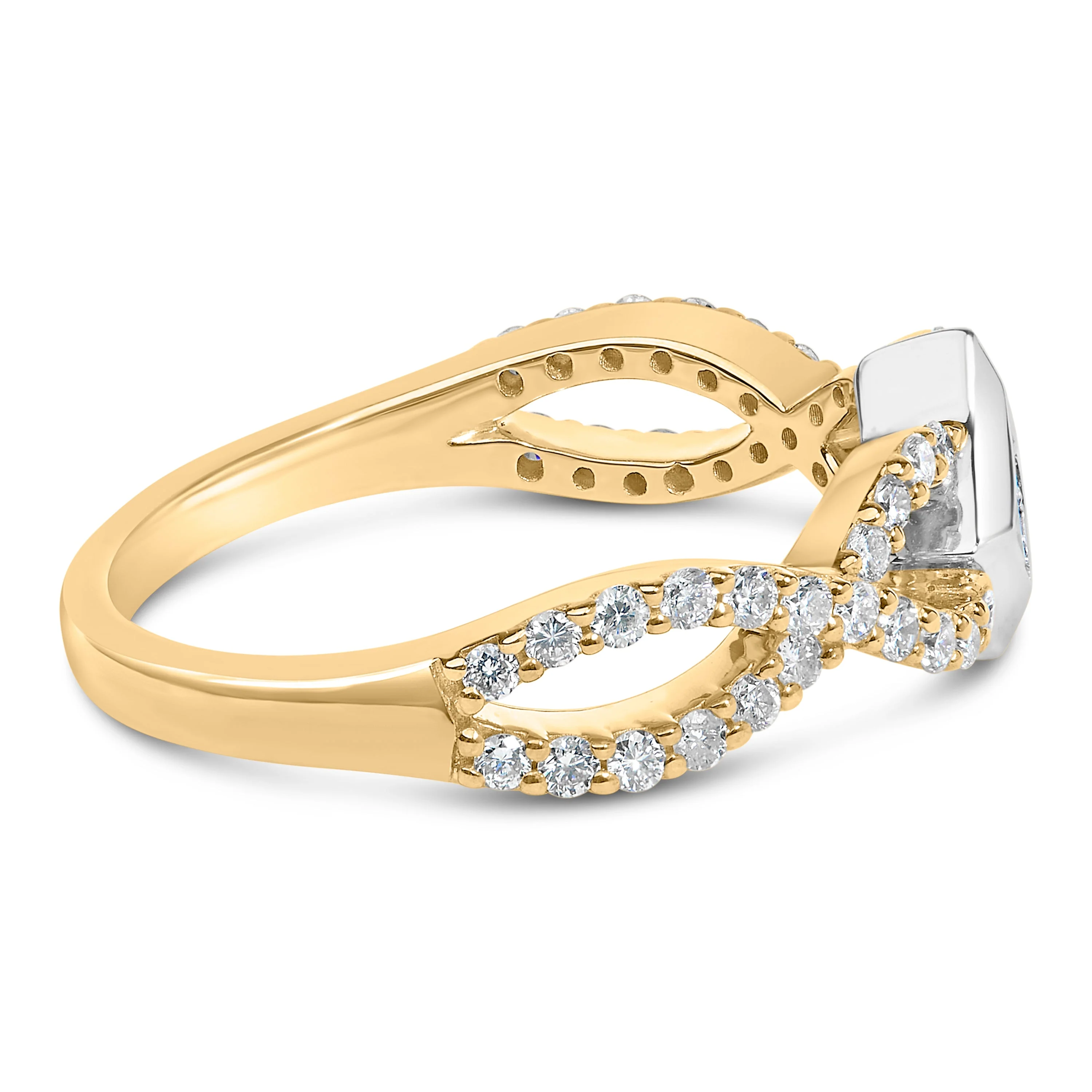 10K Two Tone Color 5/8 Cttw Diamond Kite and Twist Shank Ring (H-I Color,SI2-I1 Clarity) - Image 7