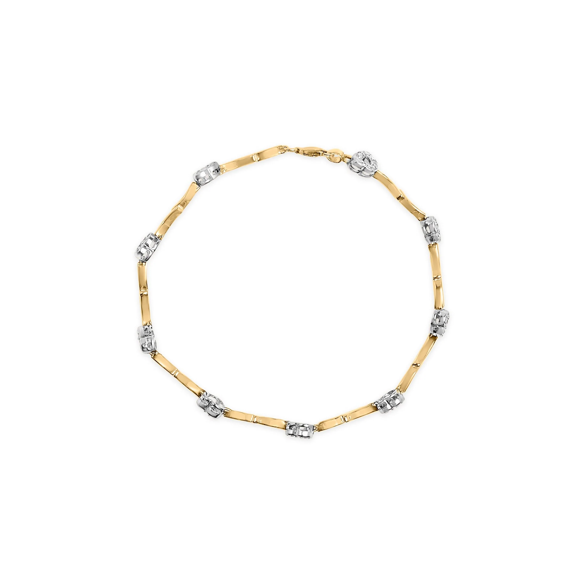 10k Two-Tone Gold 1/3 Cttw Diamond Pave Set Heart S-Link 7.25" Bracelet (I-J Color, I2-I3 Clarity) - Image 3