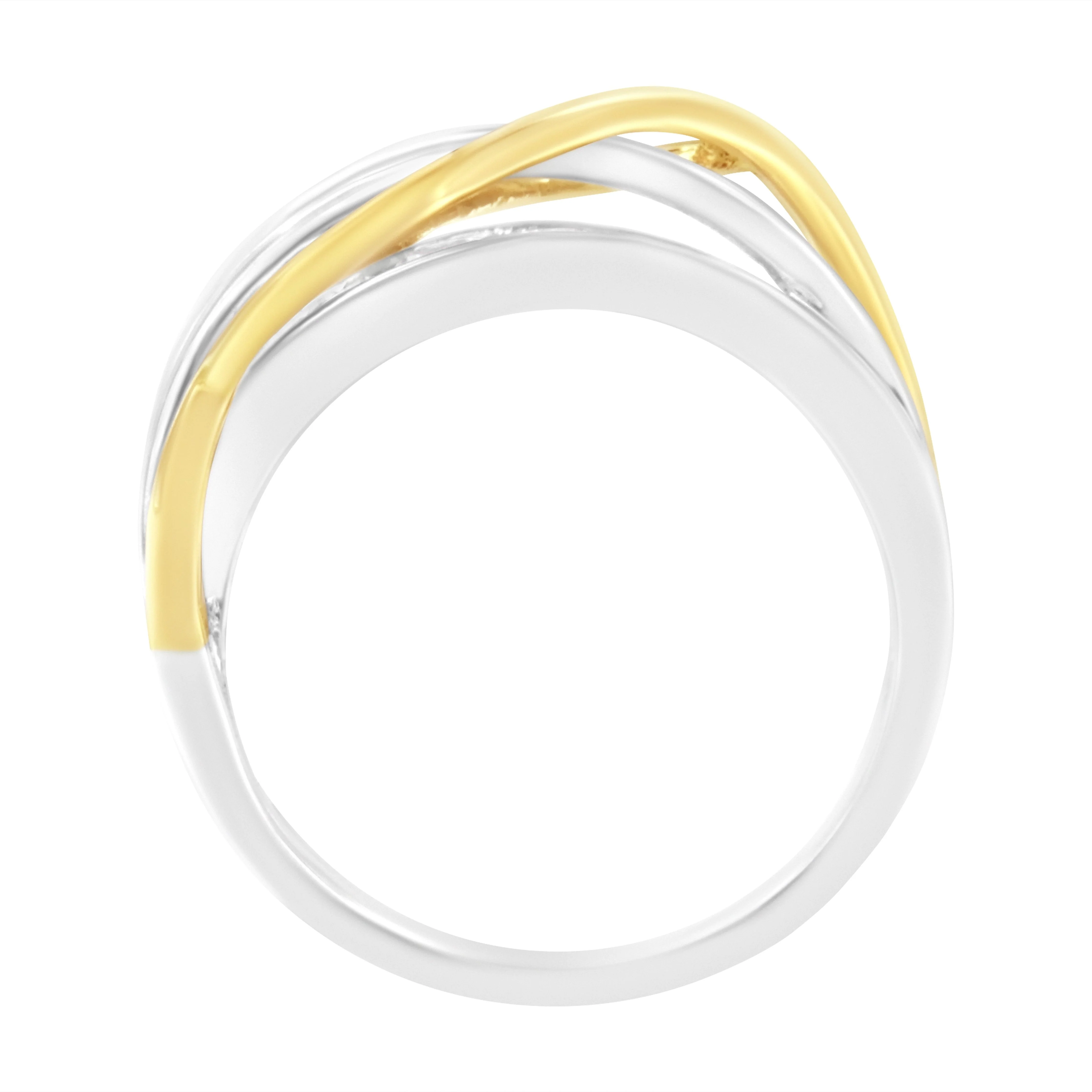 10K White and Yellow Gold 1 1/10 cttw Channel-Set Diamond Bypass Band Ring (J Color, I3 Clarity) - Size 7 - Image 9