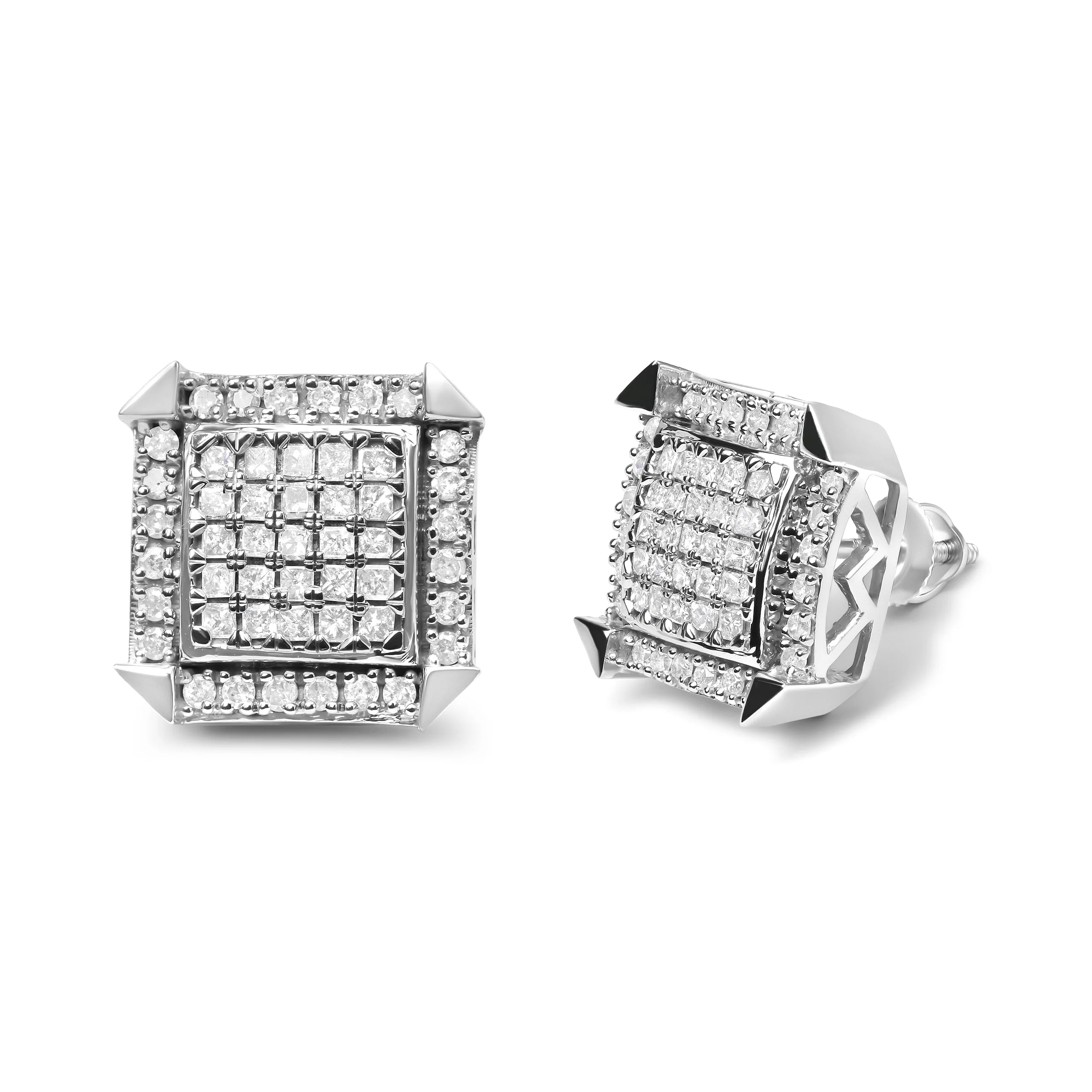 10K White Gold 1.0 Cttw Diamond  Composite with Halo Stud Earrings (H-I Color, I1-I2 Clarity) - Image 5