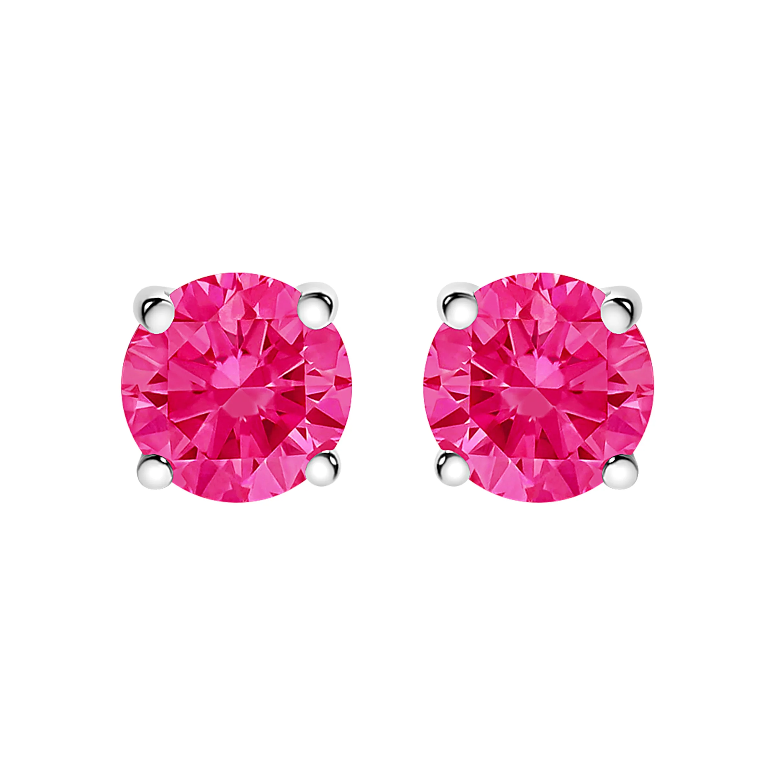 10K White Gold 1.0 Cttw Lab Created Round Brilliant Cut Pink Diamond Classic 4-Prong Solitaire Stud Earrings (Fancy Pink Color, VVS2-VS1 Clarity) - Image 6