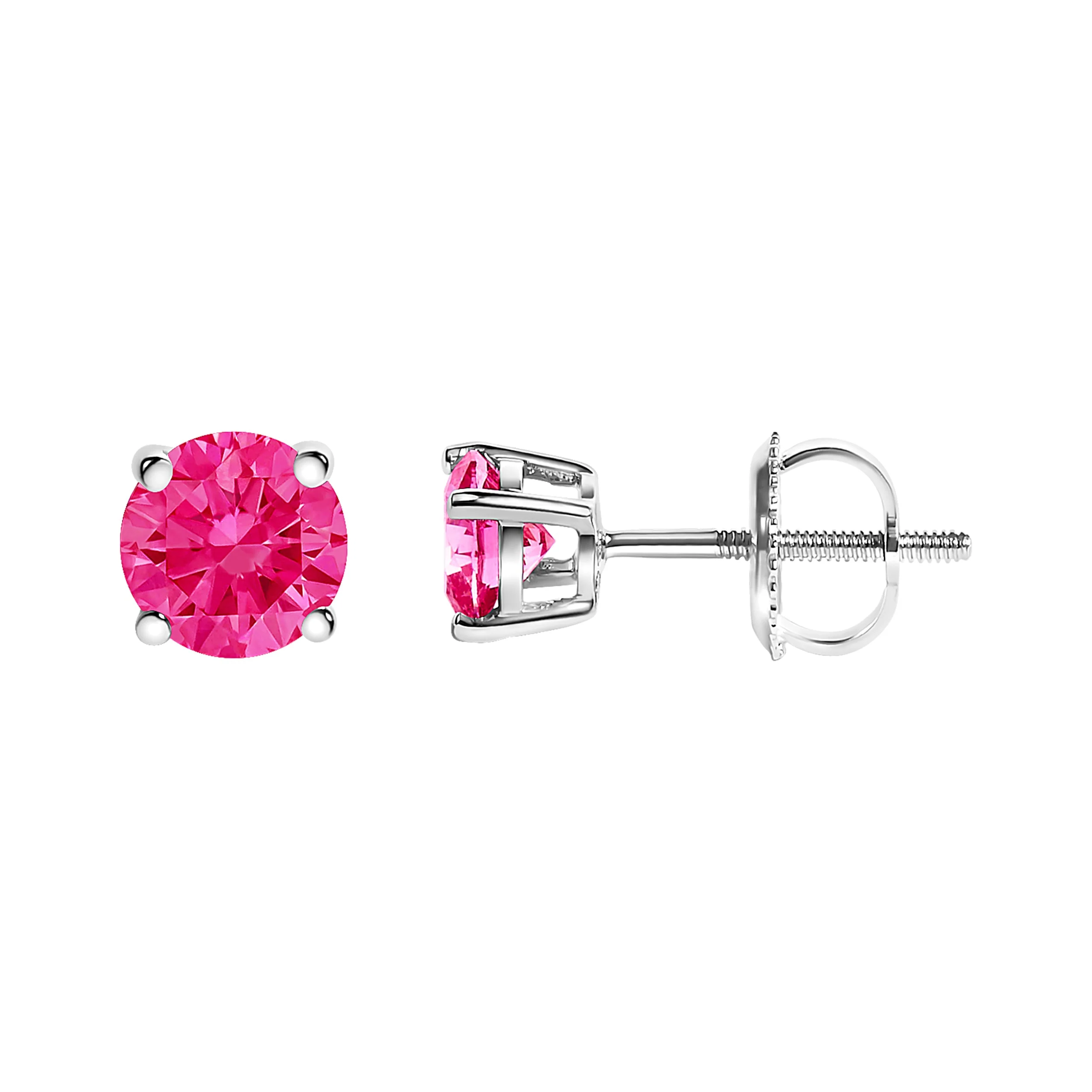 10K White Gold 1.0 Cttw Lab Created Round Brilliant Cut Pink Diamond Classic 4-Prong Solitaire Stud Earrings (Fancy Pink Color, VVS2-VS1 Clarity) - Image 7