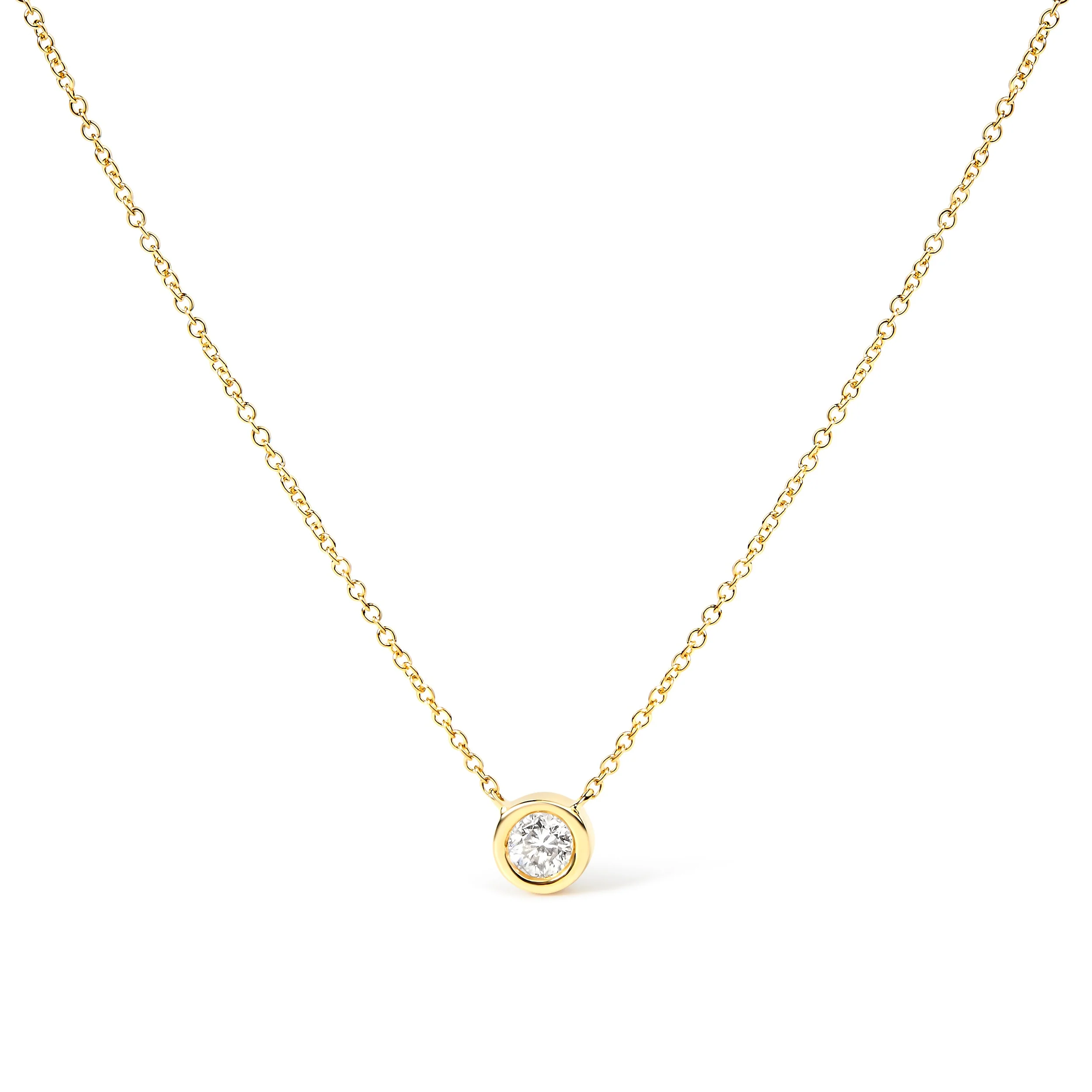 10K White Gold 1/10 Carat Round Brilliant-Cut Diamond Modern Bezel-Set Solitaire 16"-18" Pendant Necklace (H-I Color, SI2-I1 Clarity) - Image 12