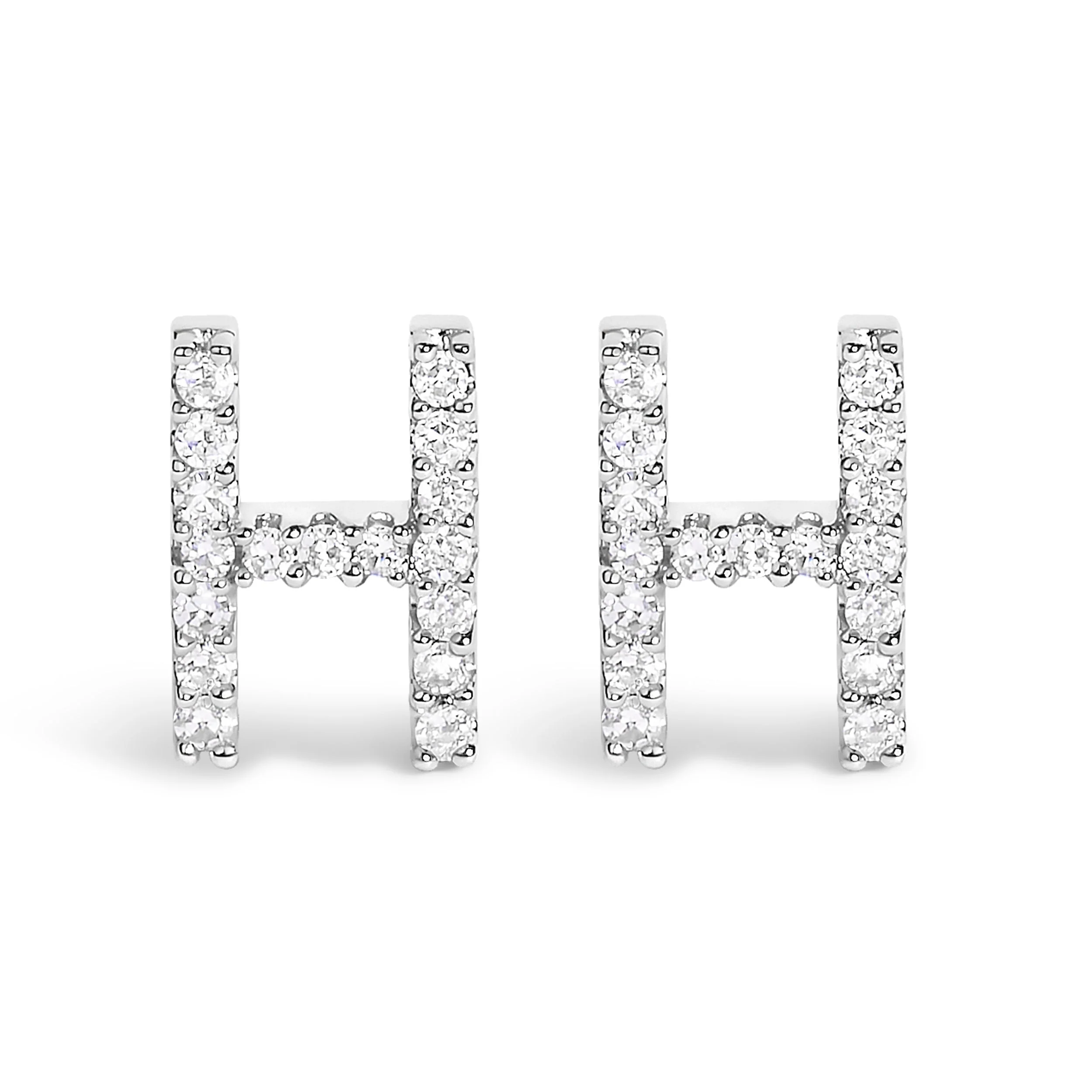 10K White Gold 1/10 Cttw Diamond Initial â€œAâ€ Stud Earring - Image 10