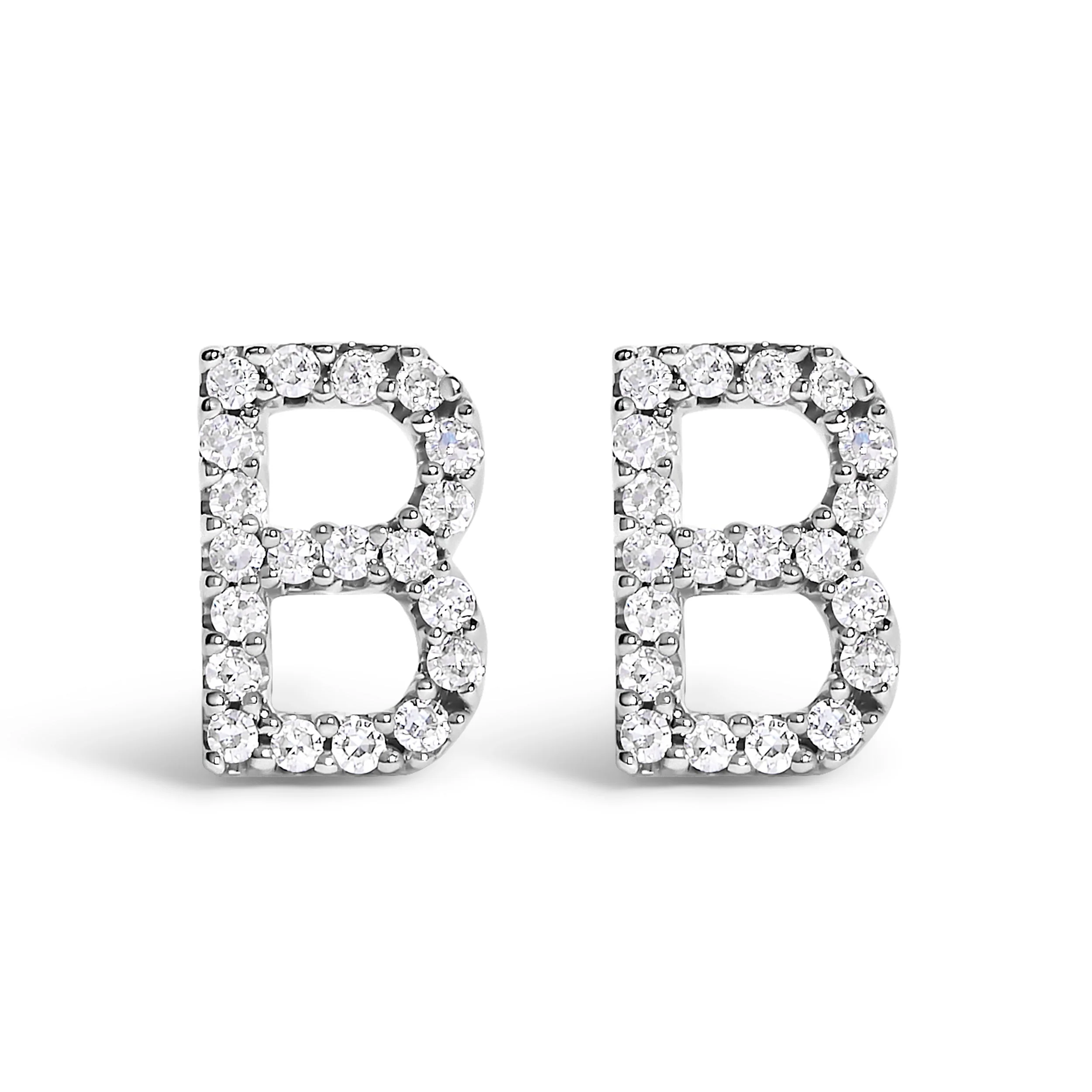 10K White Gold 1/10 Cttw Diamond Initial â€œAâ€ Stud Earring - Image 4