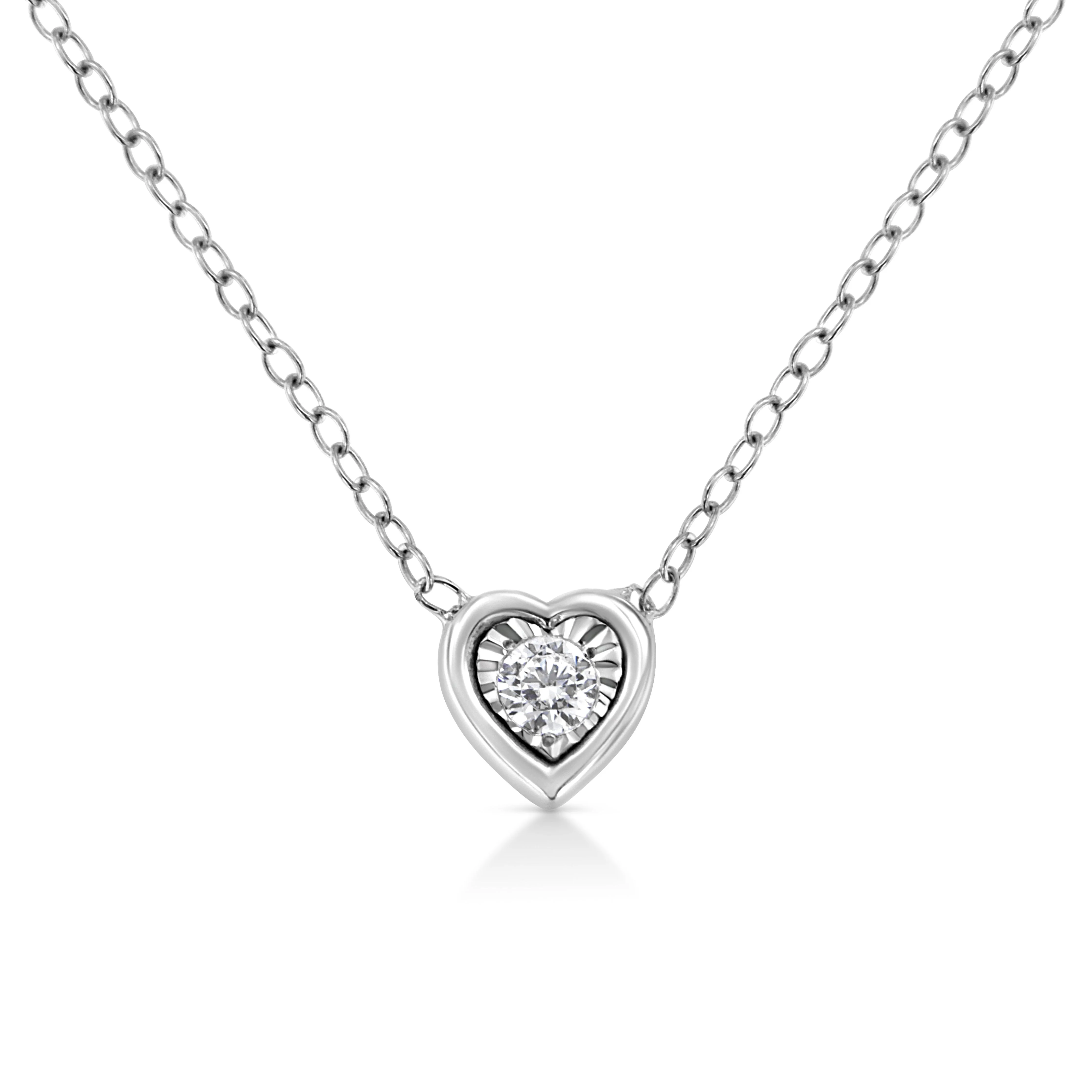 10K White Gold 1/10 Cttw Miracle Set Round-Cut Diamond Square Shape 18" Pendant Necklace (H-I Color, SI2-I1 Clarity) - Image 4