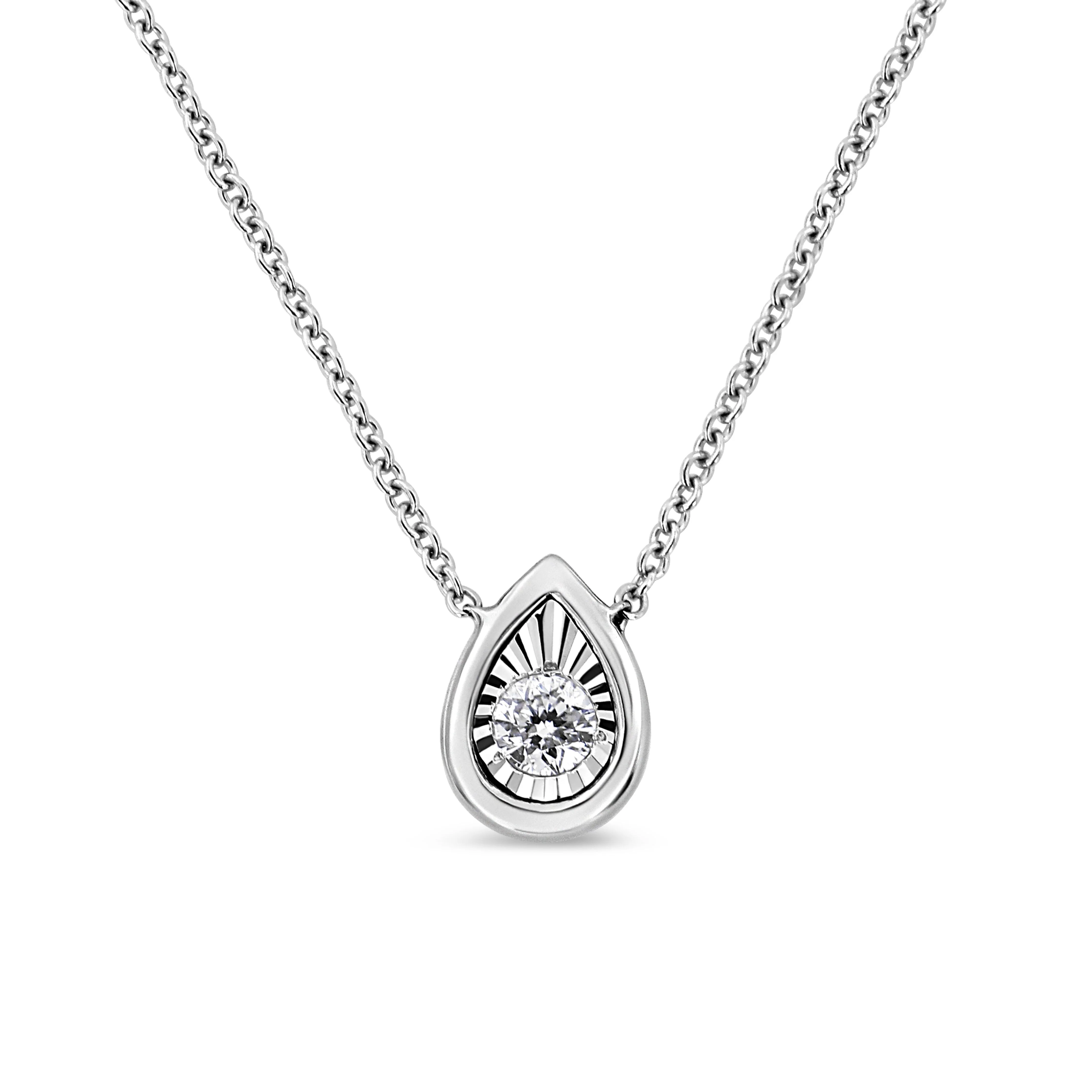 10K White Gold 1/10 Cttw Miracle Set Round-Cut Diamond Square Shape 18" Pendant Necklace (H-I Color, SI2-I1 Clarity) - Image 8