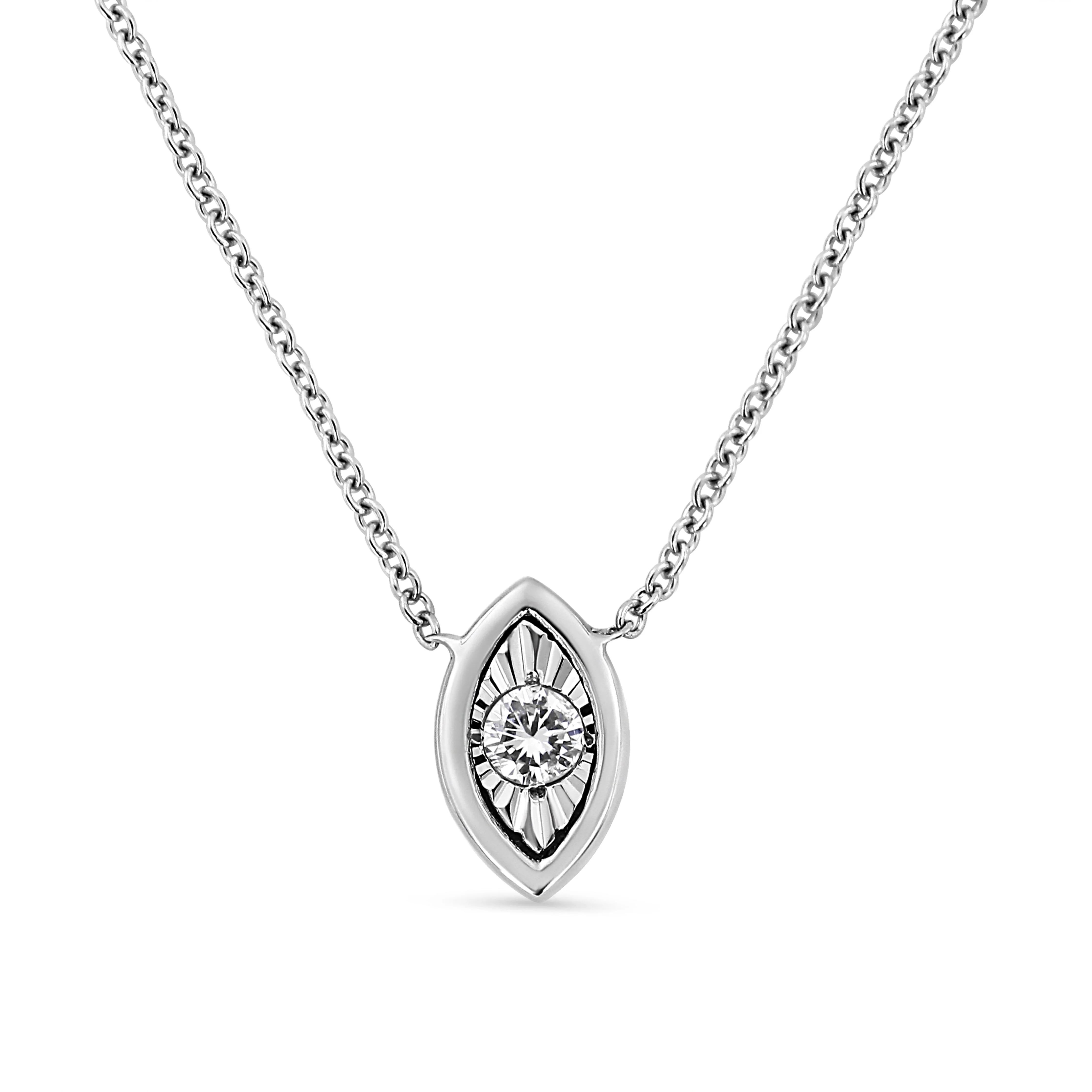 10K White Gold 1/10 Cttw Miracle Set Round-Cut Diamond Square Shape 18" Pendant Necklace (H-I Color, SI2-I1 Clarity) - Image 9