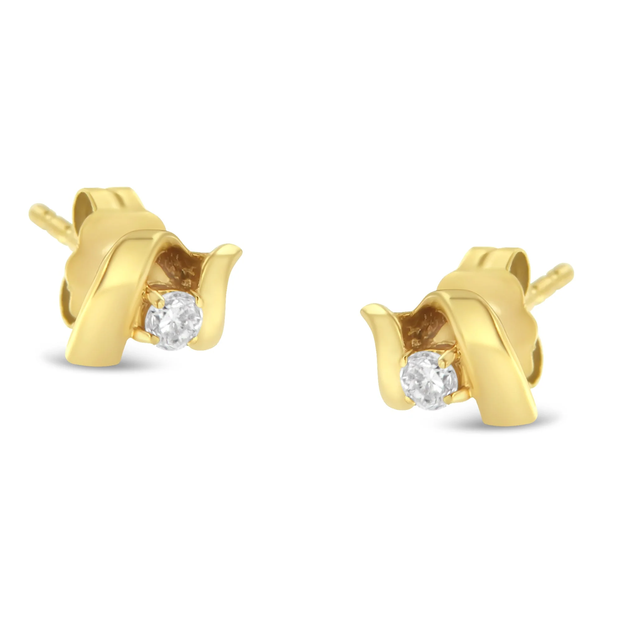 10K White Gold 1/10 Cttw Round Brilliant-Cut Diamond Espira Swirls Solitaire Push Back Stud Earrings (I-J Color, I1-I2 Clarity) - Image 10