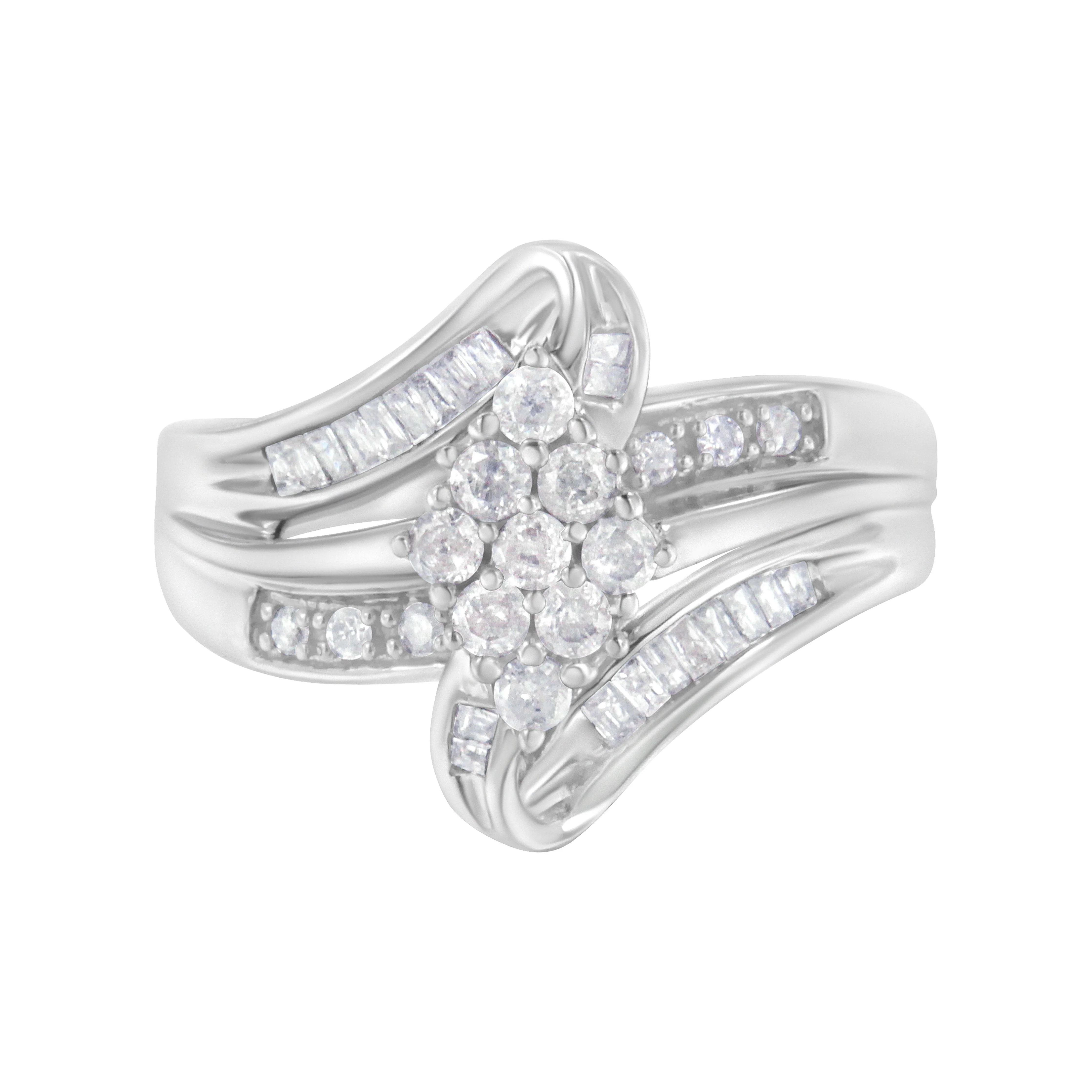 10K White Gold 1/2 cttw Diamond Cluster Ring (H-I Clarity, I2-I3 Color) - Size 6 - Image 5