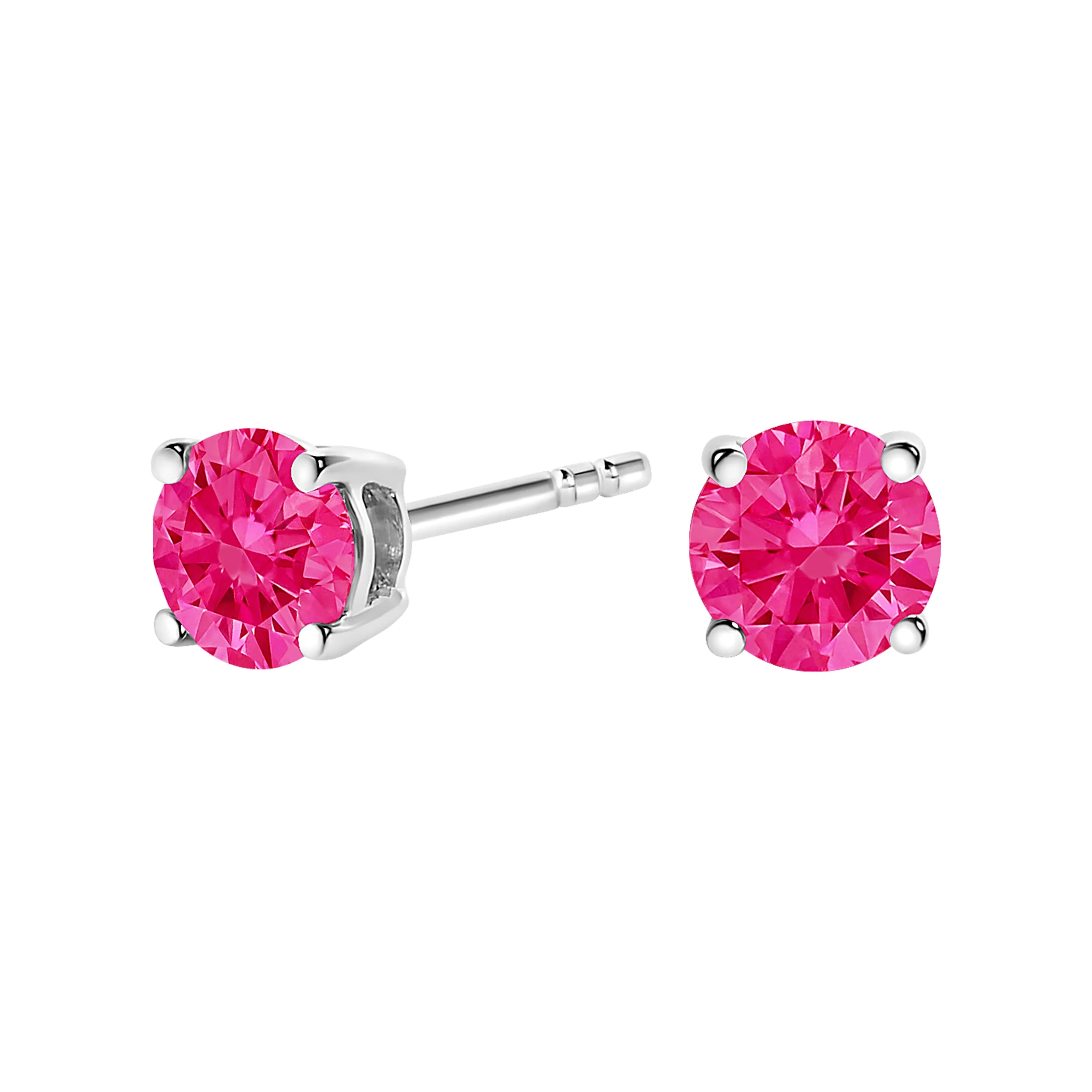 10K White Gold 1/2 Cttw Lab Created Round Brilliant Cut Pink Diamond Classic 4-Prong Solitaire Stud Earrings (Fancy Pink Color, VVS2-VS1 Clarity) - Image 5