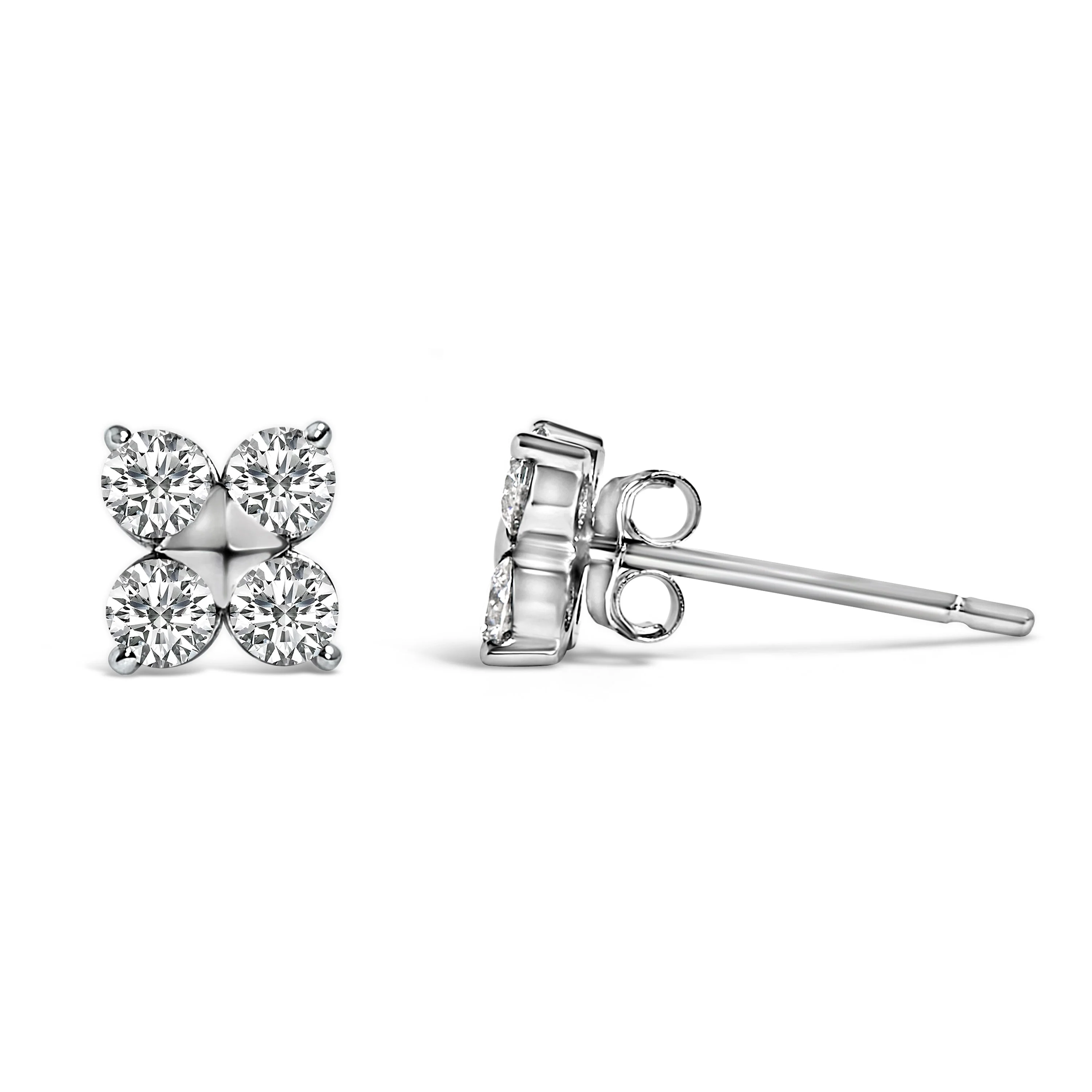 10K White Gold 1/2 Cttw Lab Grown Diamond Snowflake Stud Earrings - Image 3