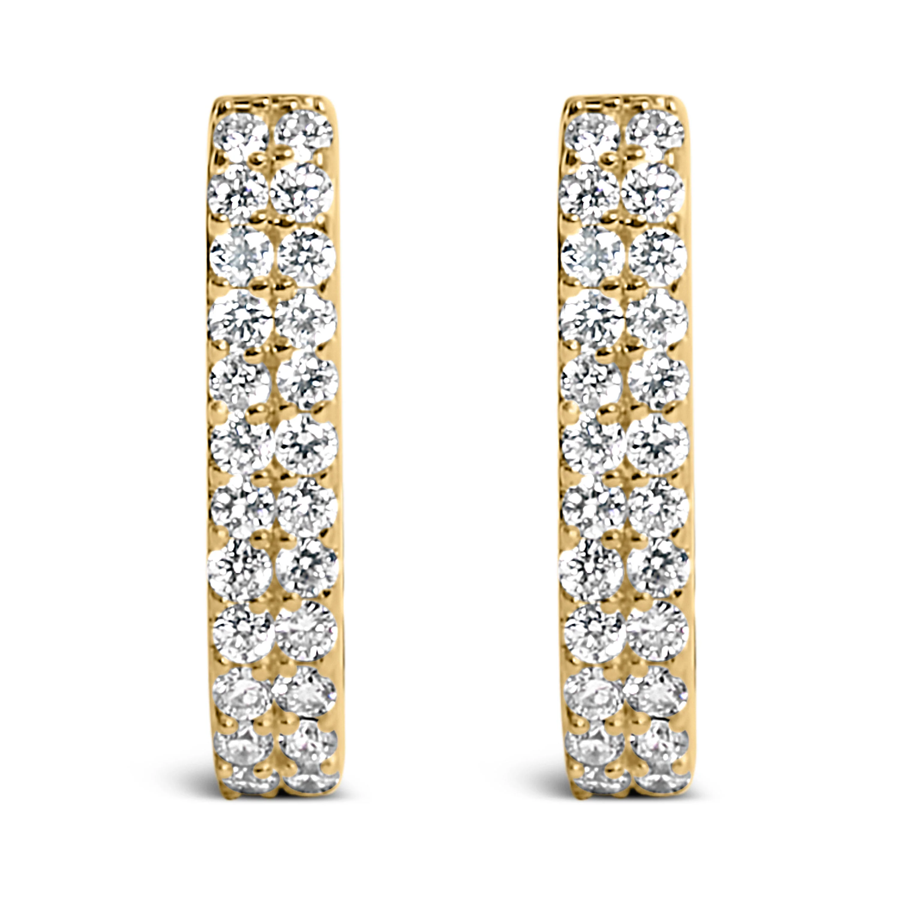 10K White Gold 1/4 Cttw Lab Grown Diamond Double Row Huggie Hoop Earrings - Image 4