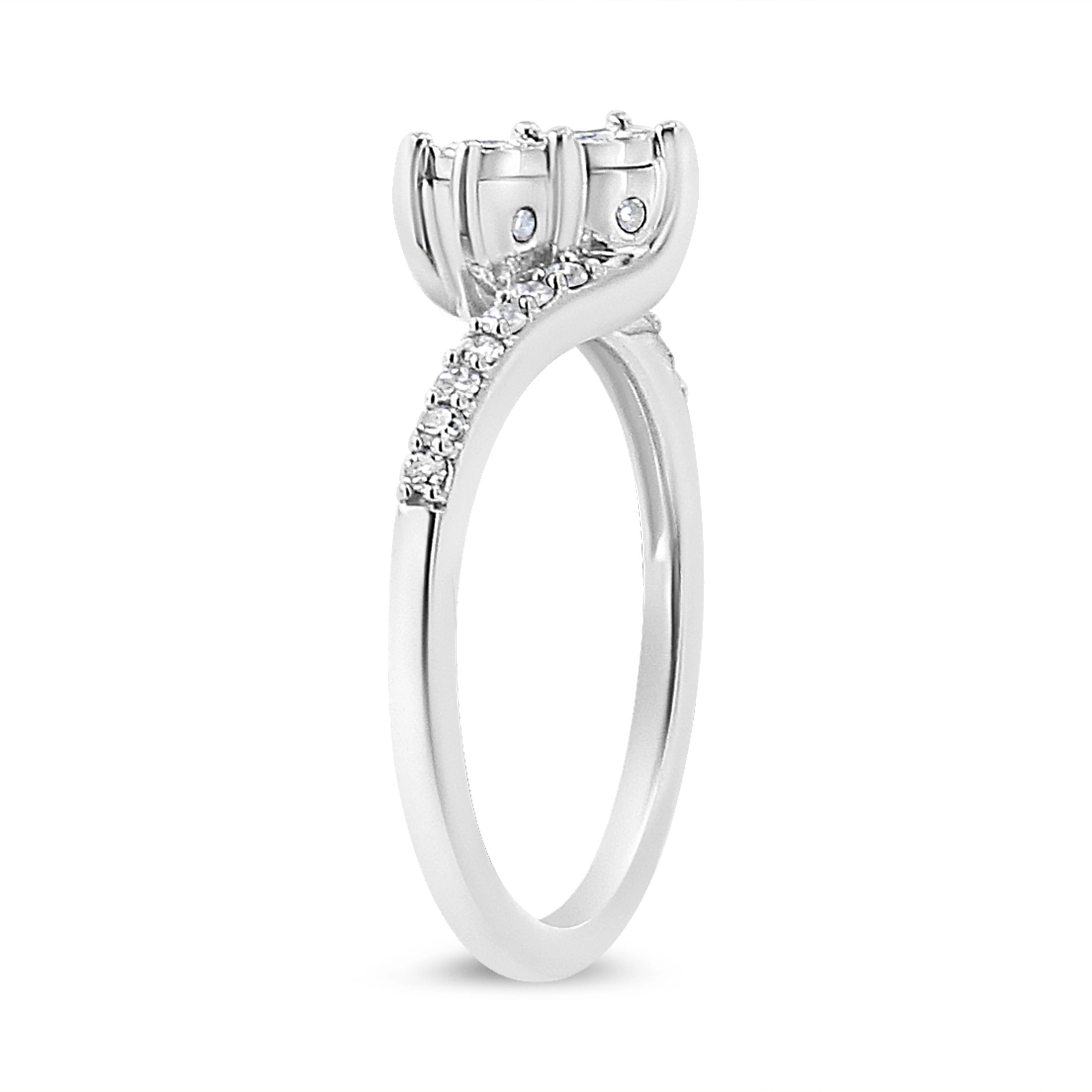 10K White Gold 1/4 Cttw Miracle Set Round Cut Diamond Two-Stone Ring (H-I Color, I2 Clarity) - Size 7 - Image 7