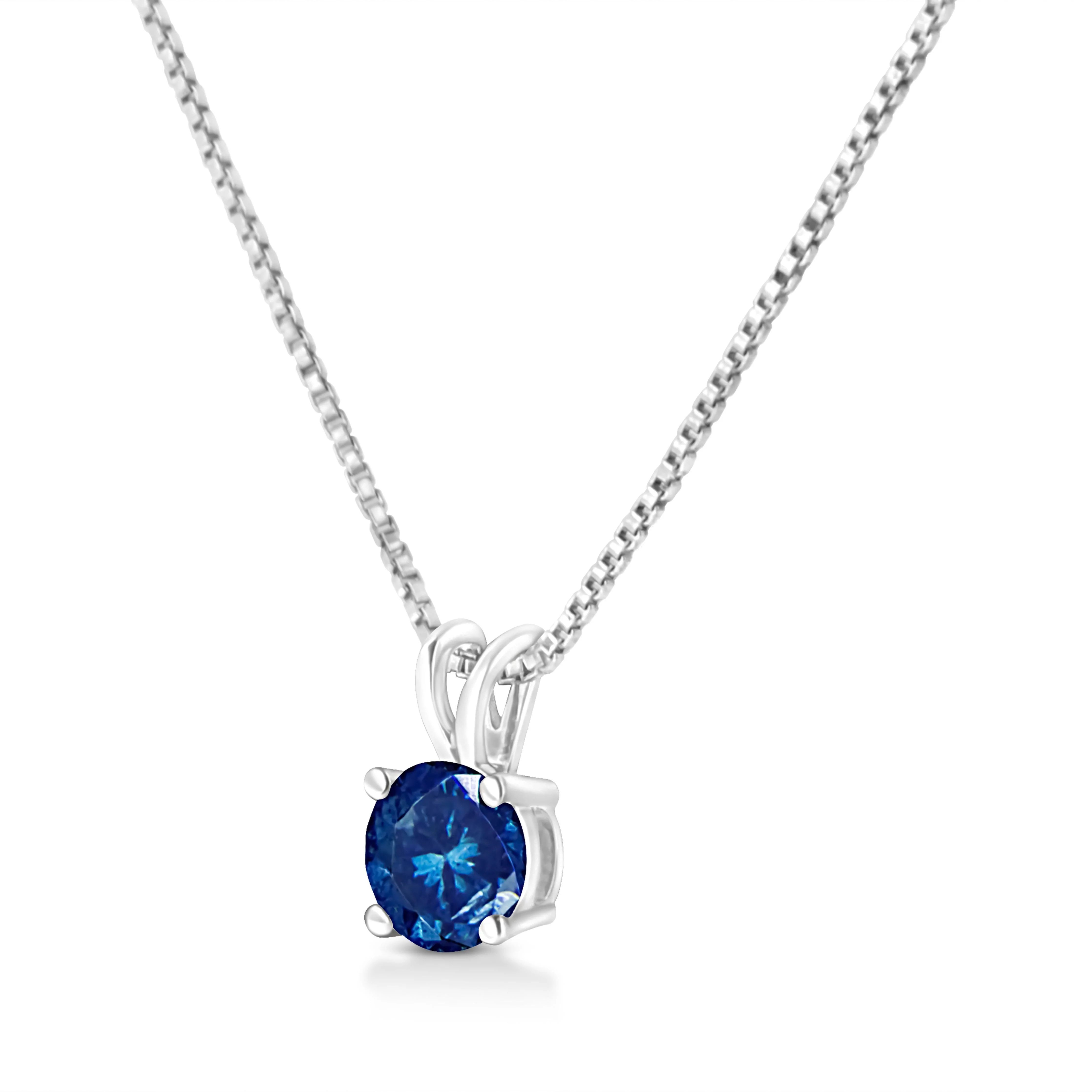 10K White Gold 1/4 Cttw Round Brilliant Cut Lab Grown Blue Diamond 4-Prong Solitaire Pendant Necklace (Blue Color, VS2-SI1 Clarity) - 18" - Image 3