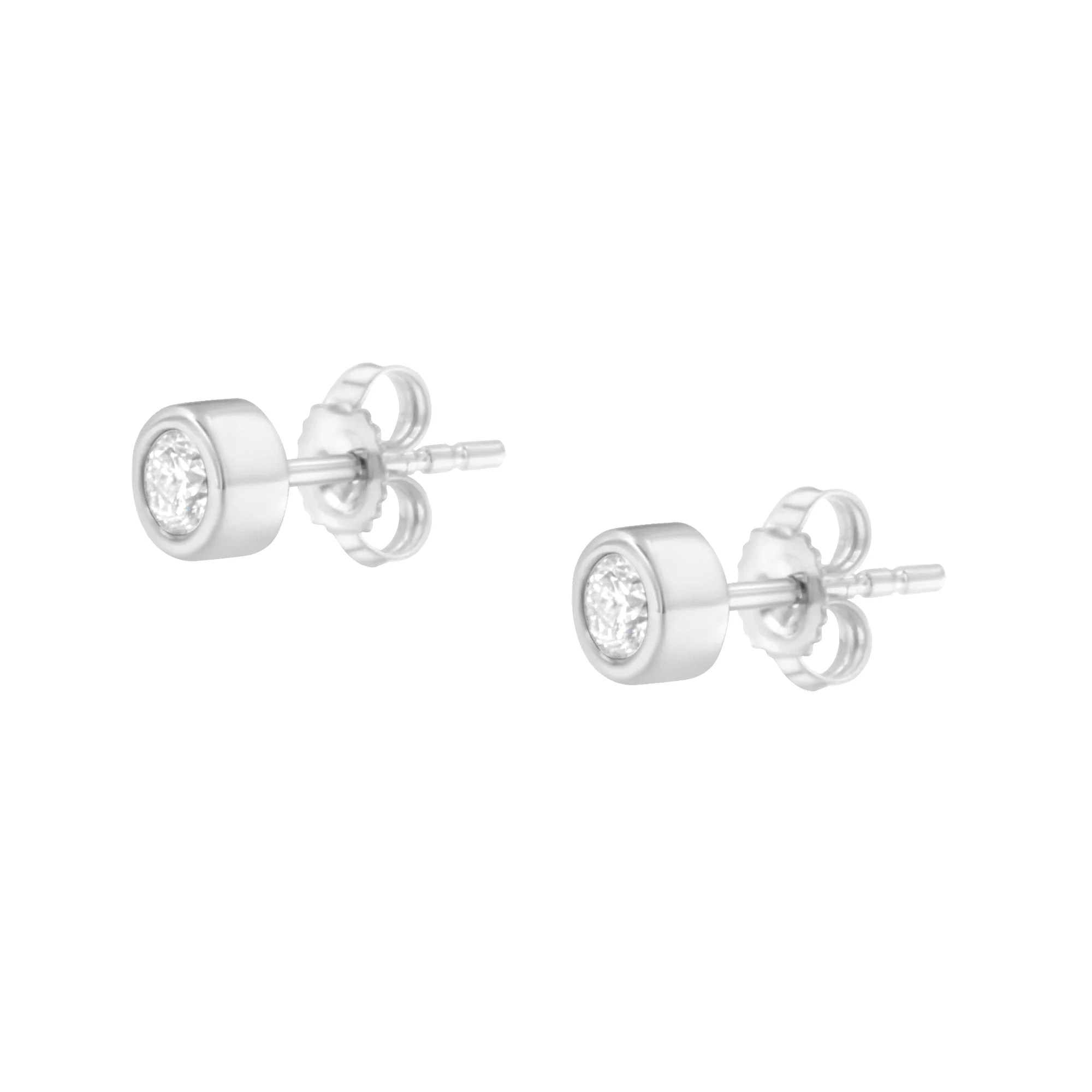 10K White Gold 1/4 Cttw Round Brilliant-Cut Near Colorless Diamond Bezel-Set Stud Earrings (H-I Color, I1-I2 Clarity) - Image 10