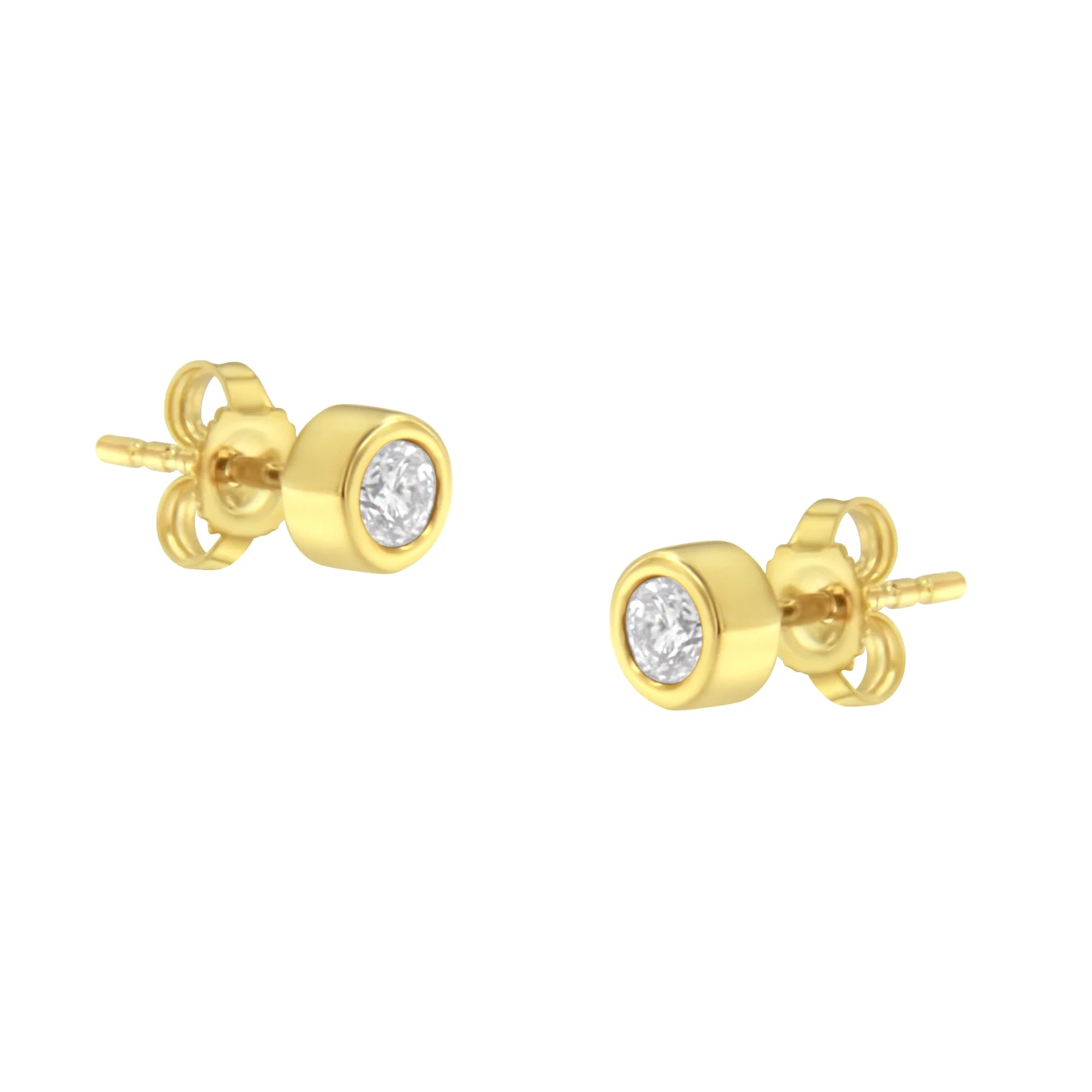 10K White Gold 1/4 Cttw Round Brilliant-Cut Near Colorless Diamond Bezel-Set Stud Earrings (H-I Color, I1-I2 Clarity) - Image 5