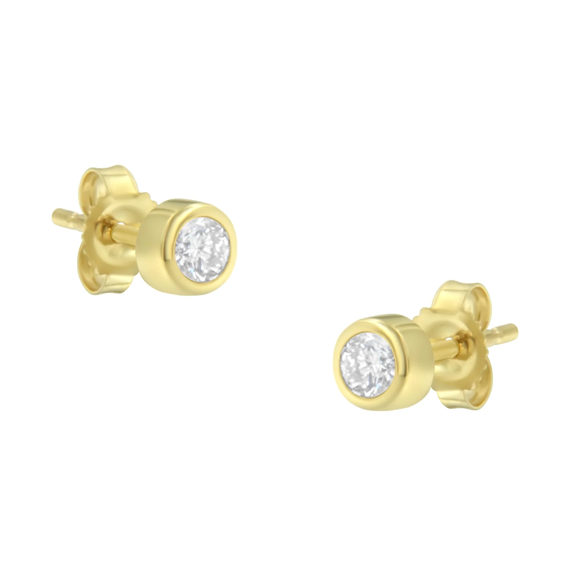 10K White Gold 1/5 Cttw Round Brilliant-Cut Near Colorless Diamond Bezel-Set Stud Earrings (H-I Color, I1-I2 Clarity) - Image 11