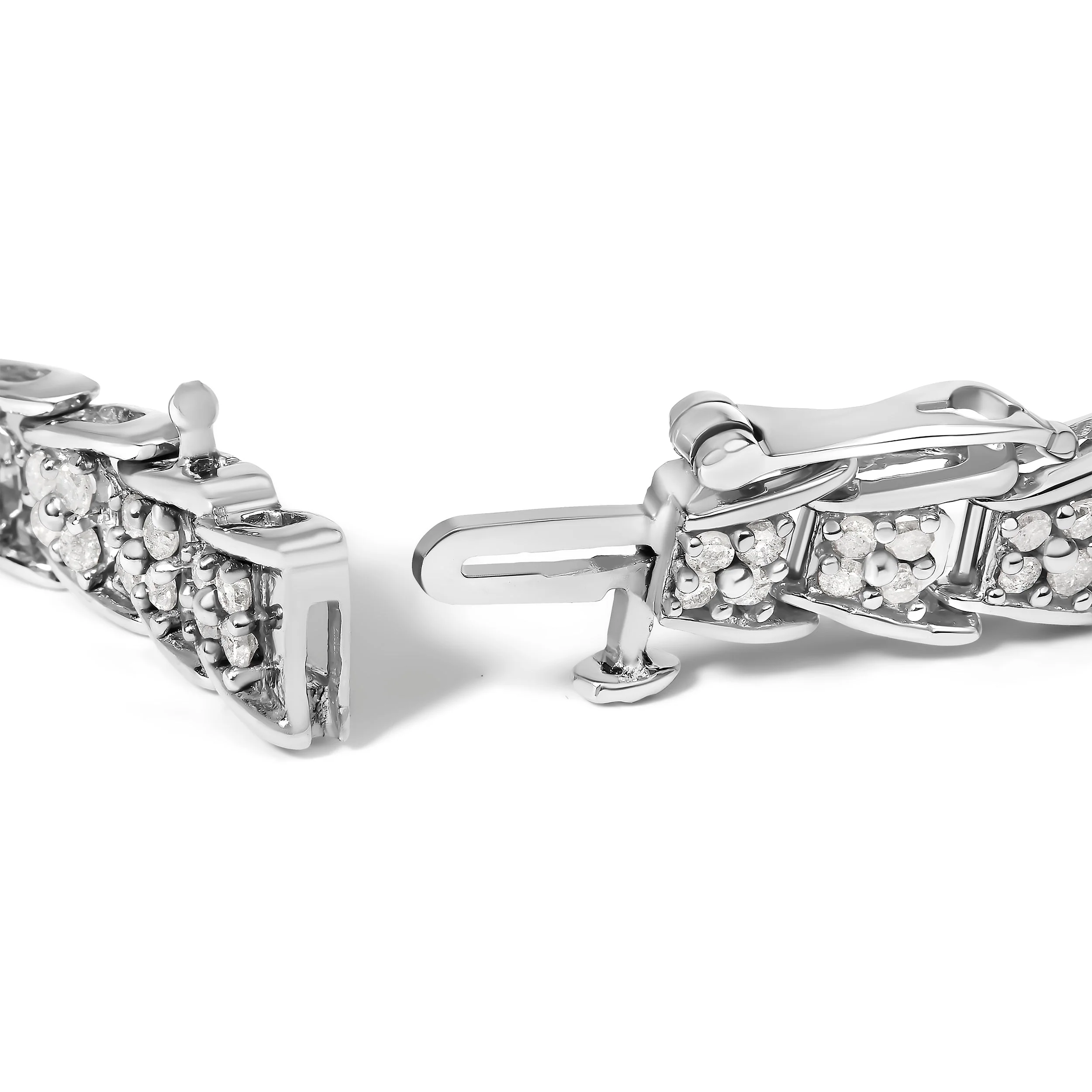 10k White Gold 2 cttw Diamond Fan-Shaped Link Tennis Bracelet (I-J Clarity, I3 Color) - Size 7.25" - Image 6