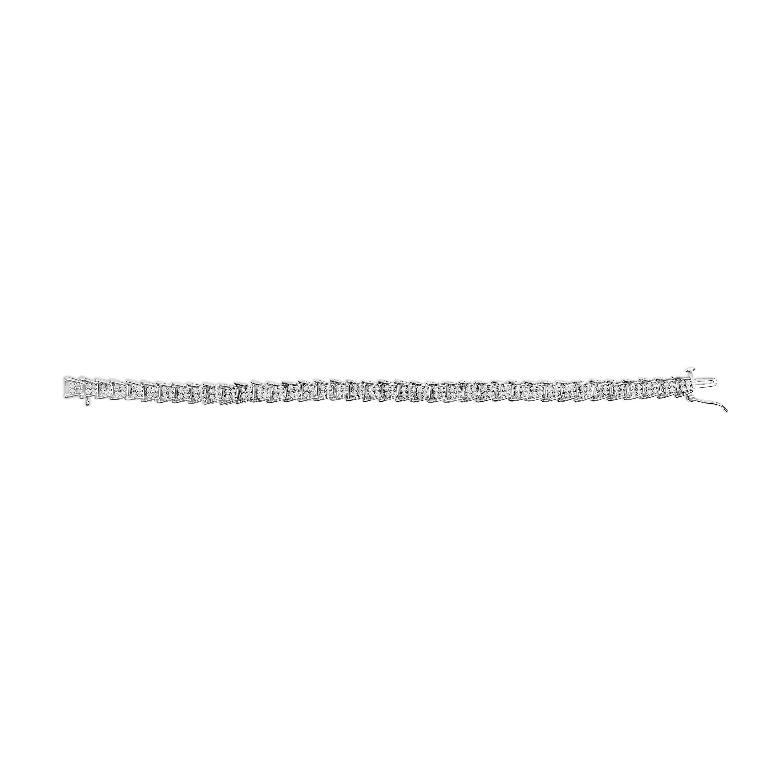 10k White Gold 2 cttw Diamond Fan-Shaped Link Tennis Bracelet (I-J Clarity, I3 Color) - Size 7.25" - Image 7