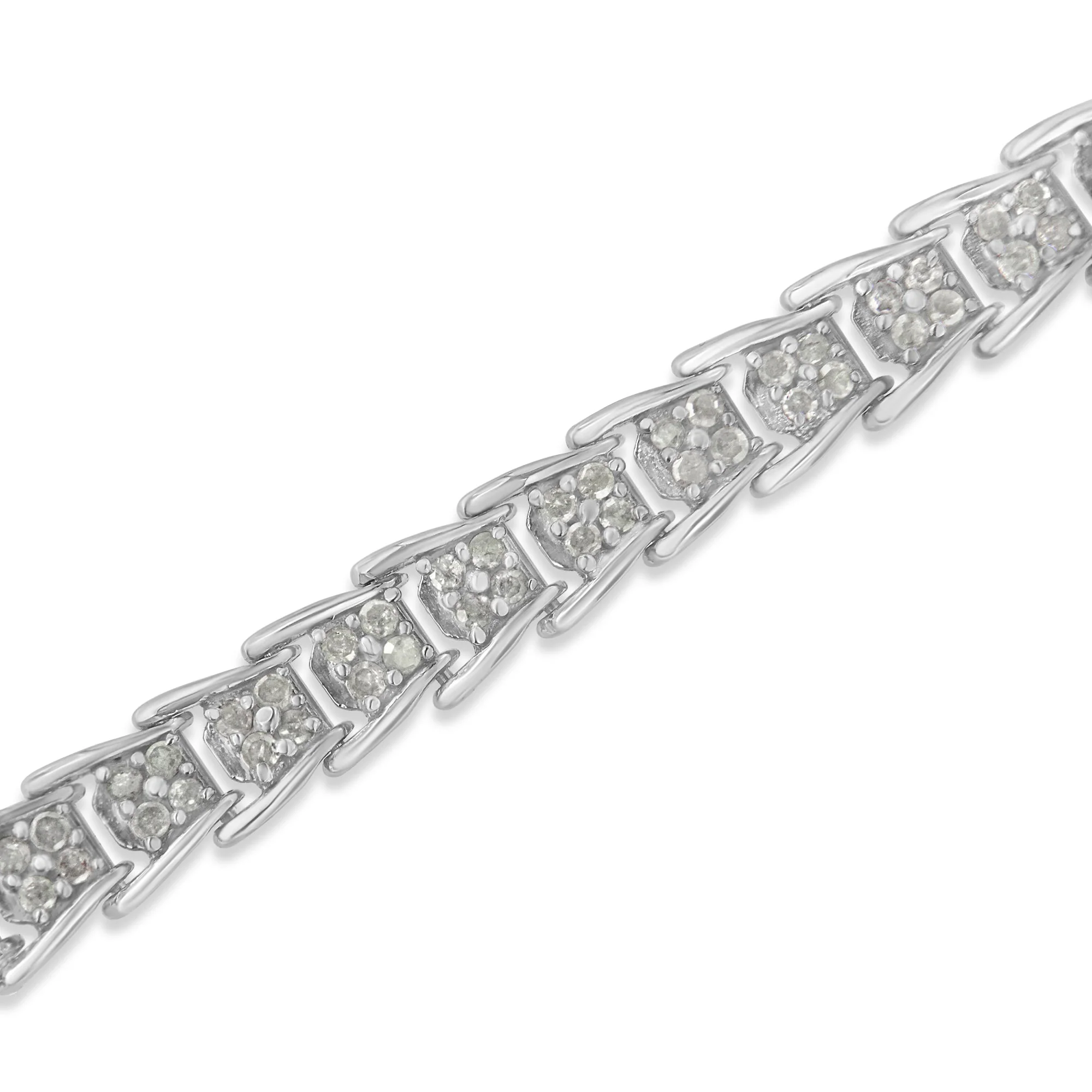 10k White Gold 2 cttw Diamond Fan-Shaped Link Tennis Bracelet (I-J Clarity, I3 Color) - Size 7.25" - Image 8