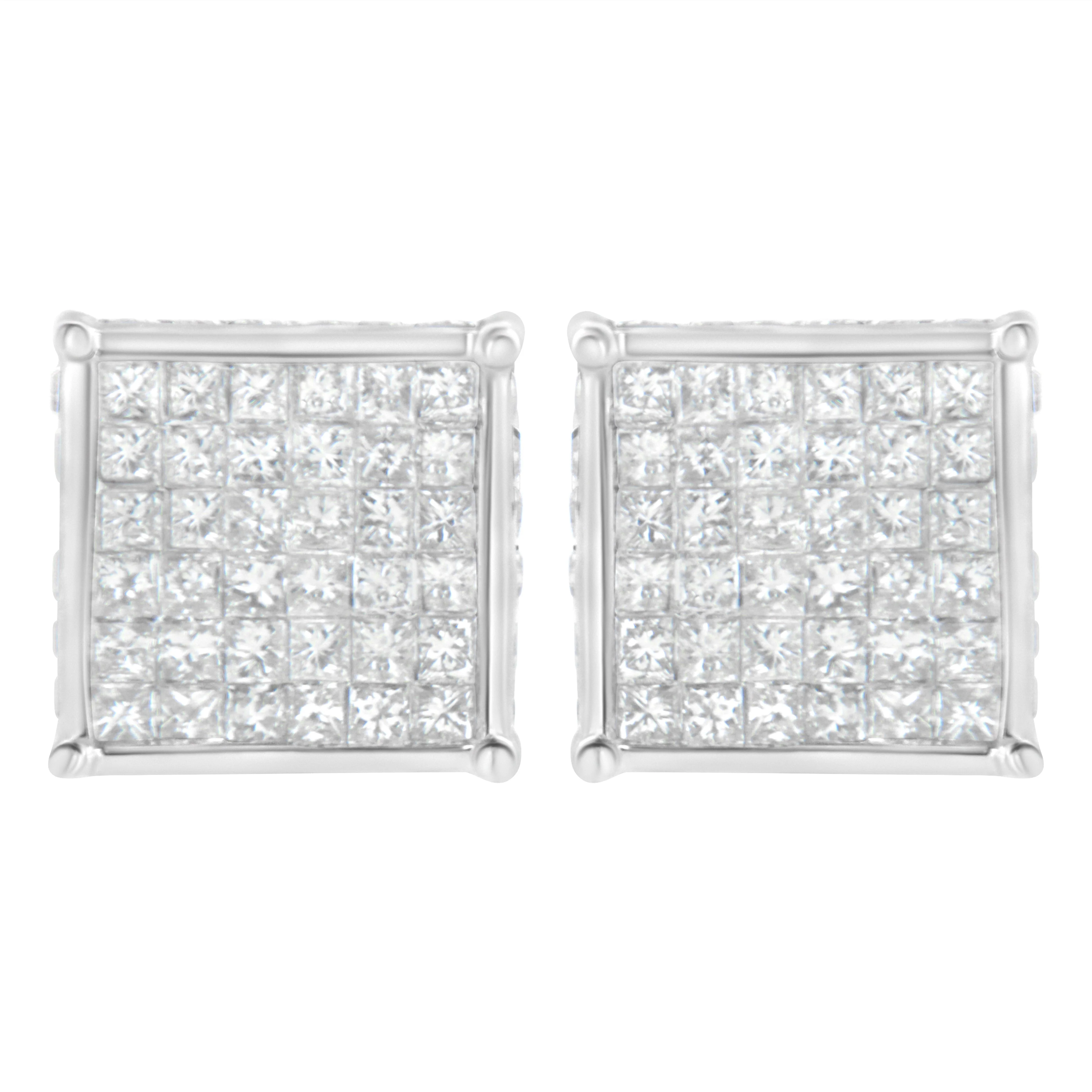 10K White Gold 2ct TDW Princess-Cut Composite Diamond Stud Earring (I-J ,I2-I3) - Image 5