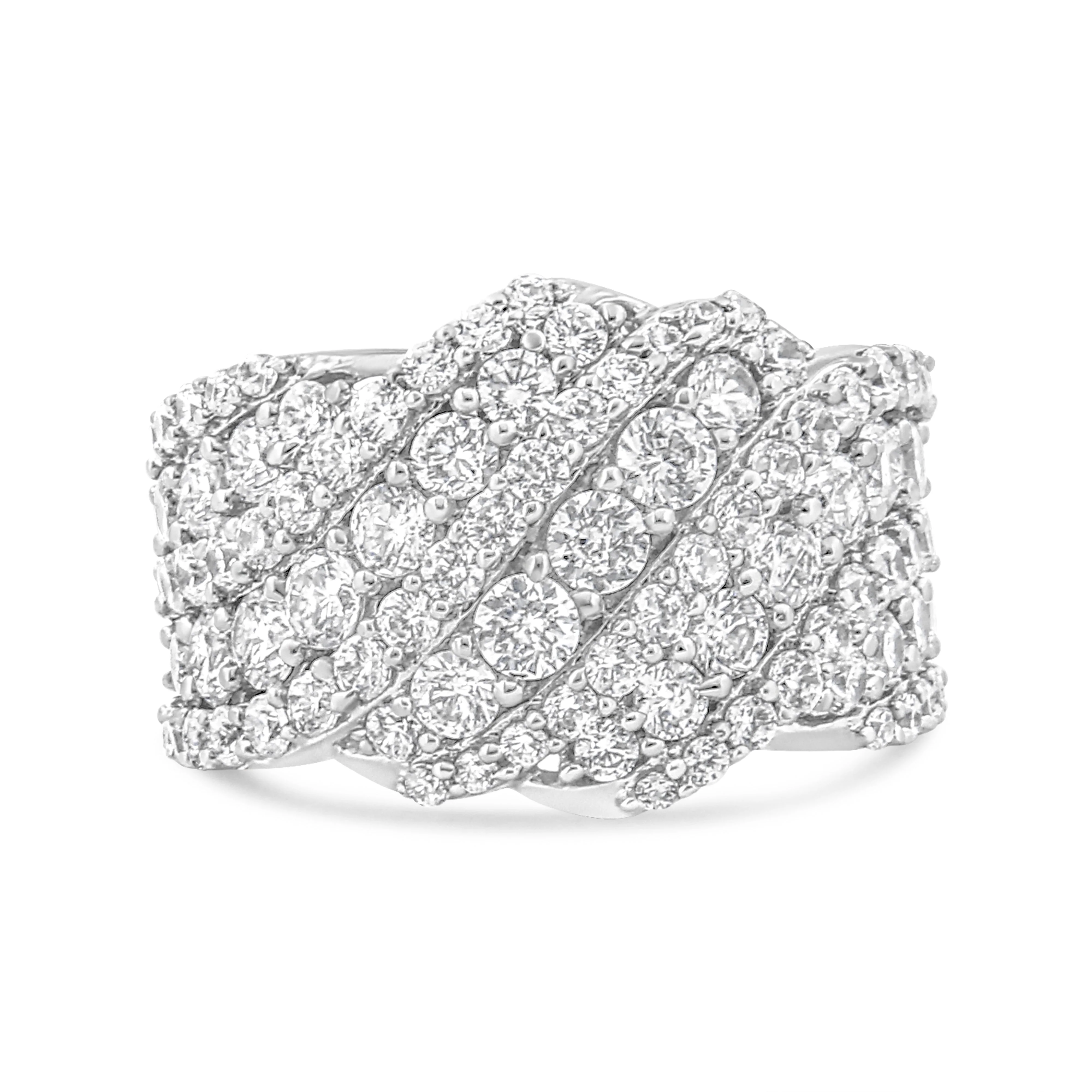 10K White Gold 3.00 Cttw Diamond Multi Row Cluster Band Ring (I-J Color, I3 Clarity) - Size 7 - Image 3