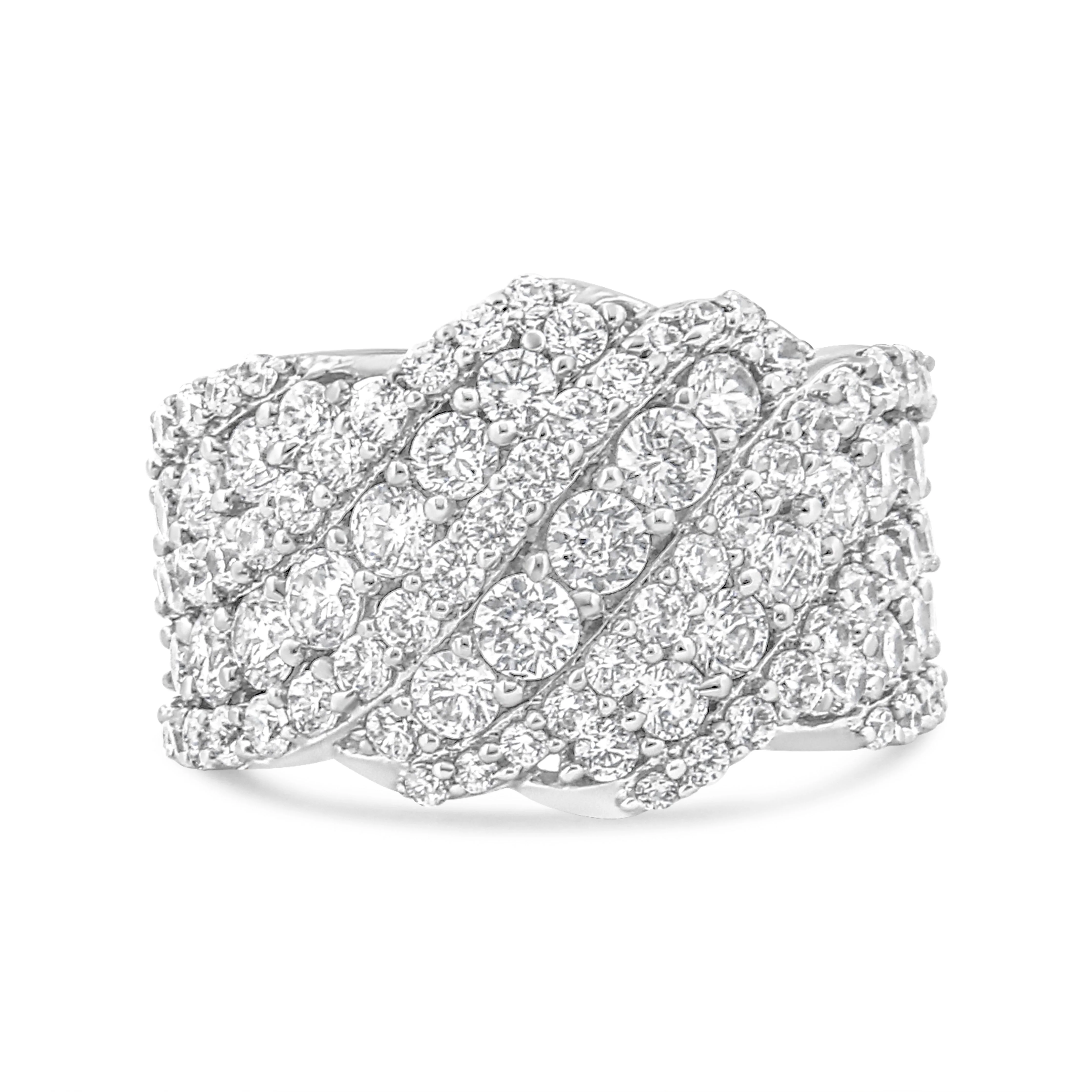 10K White Gold 3.00 Cttw Diamond Multi Row Cluster Band Ring (I-J Color, I3 Clarity) - Size 7 - Image 6