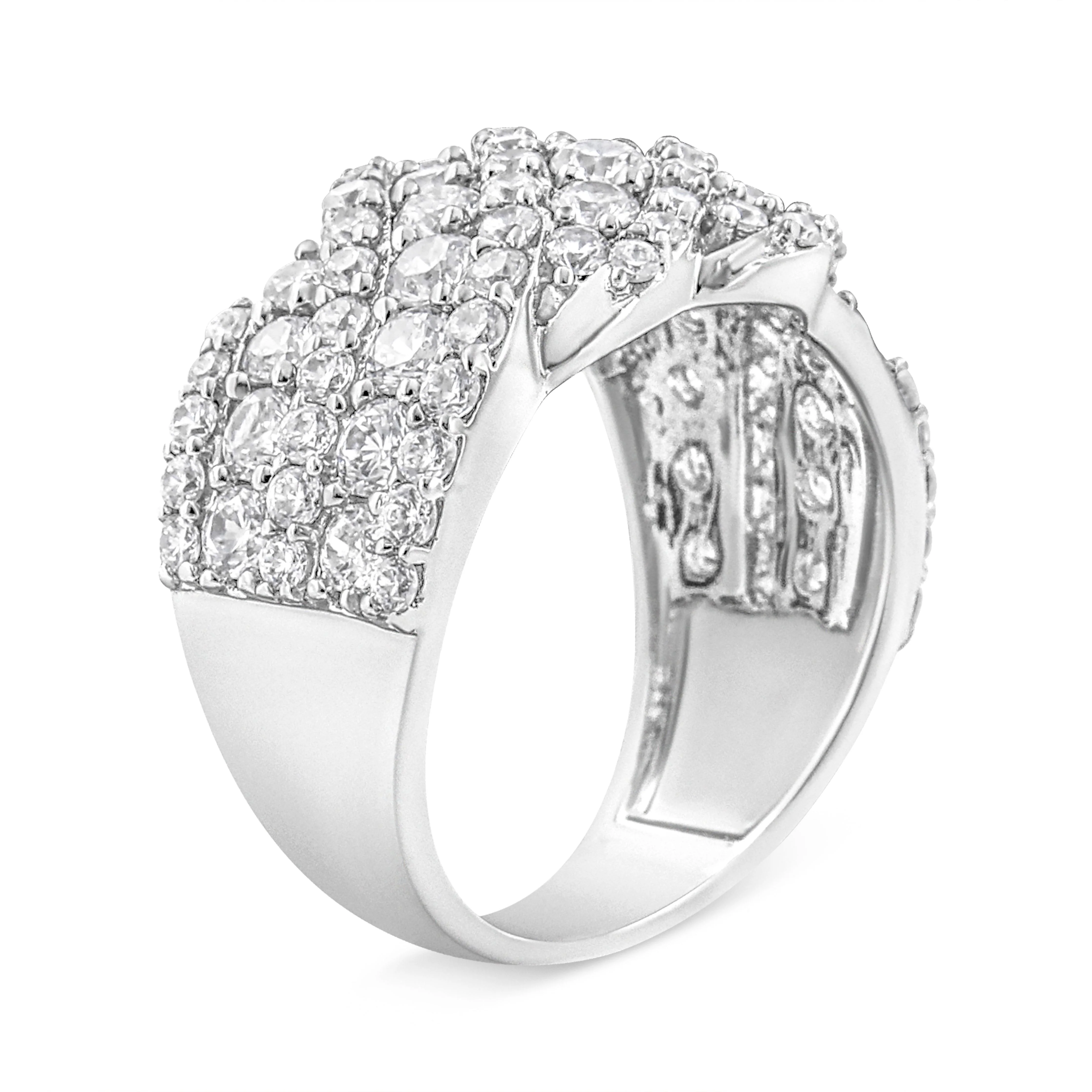 10K White Gold 3.00 Cttw Diamond Multi Row Cluster Band Ring (I-J Color, I3 Clarity) - Size 7 - Image 7