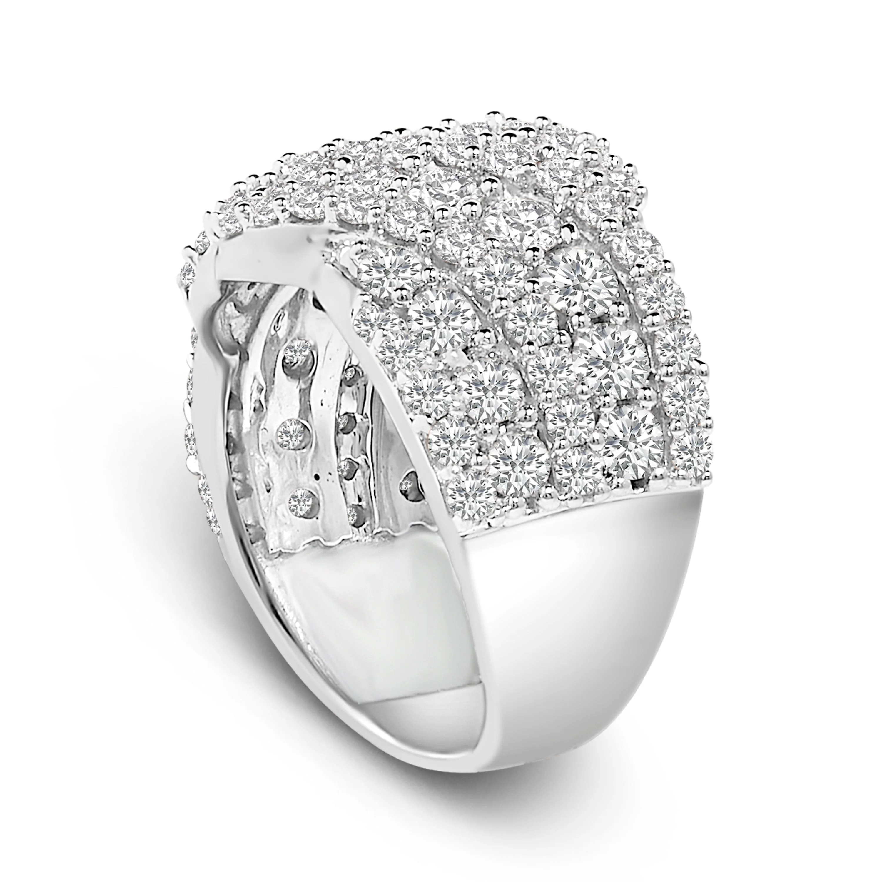10K White Gold 3.00 Cttw Diamond Multi Row Cluster Band Ring (I-J Color, I3 Clarity) - Size 7 - Image 9