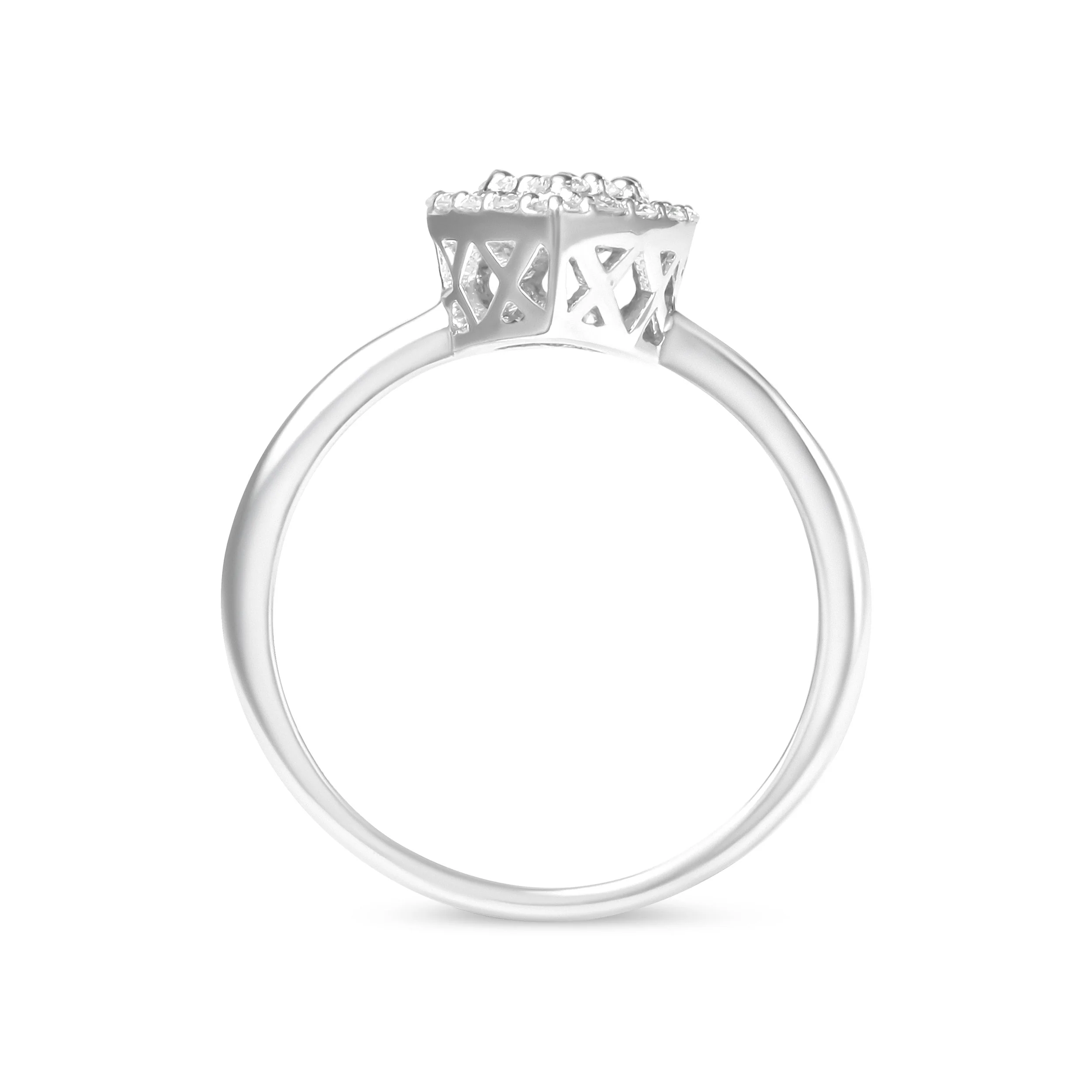 10K White Gold 3/8 Cttw Round-Cut Lab Grown Diamond Cluster Pear Promise Ring (G-H Color, VS2-SI1 Clarity) - Size 7 - Image 4